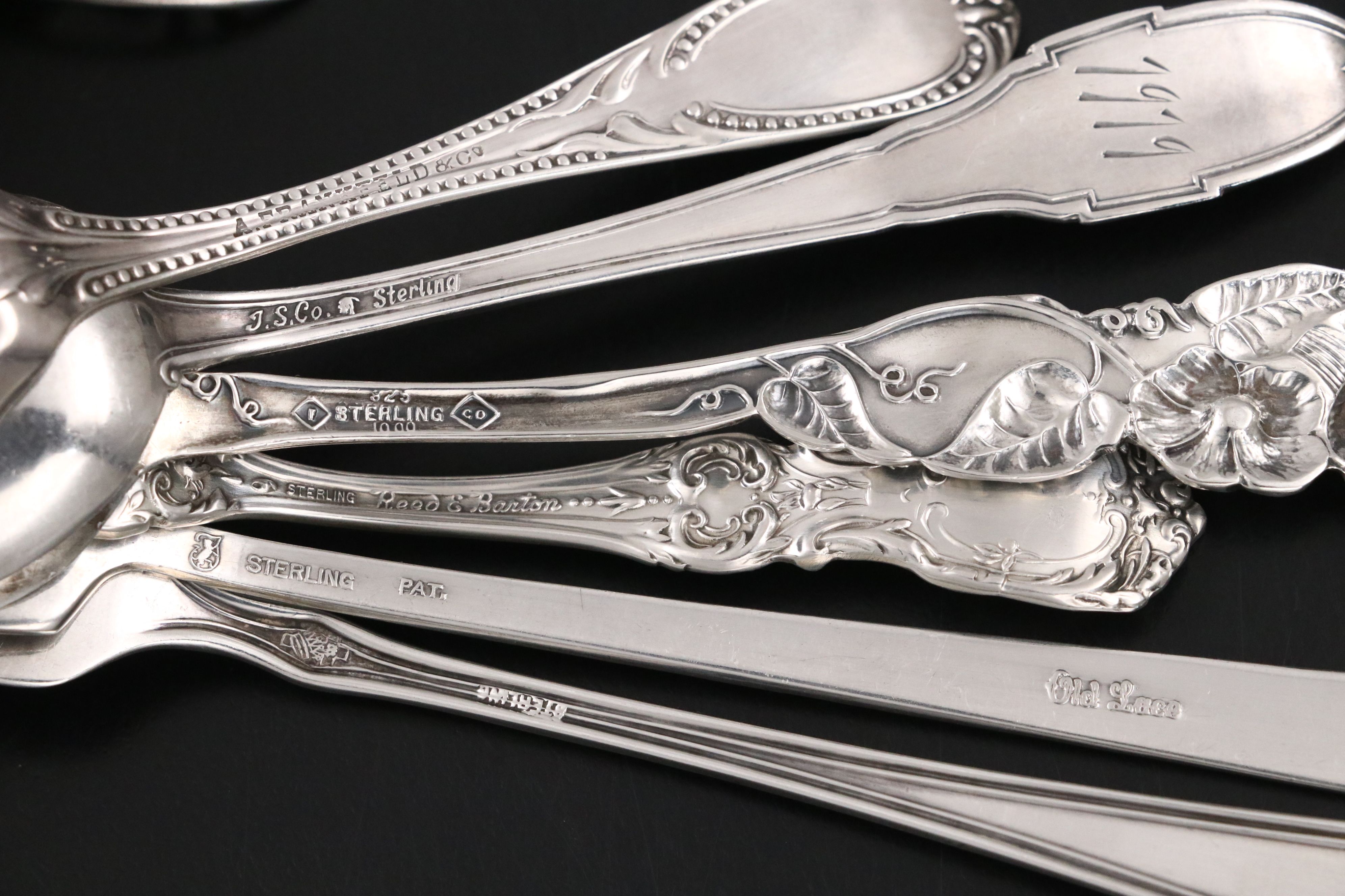 Palmer & Bachelder Coin Silver Bright Cut Cake Server with Sterling Flatware