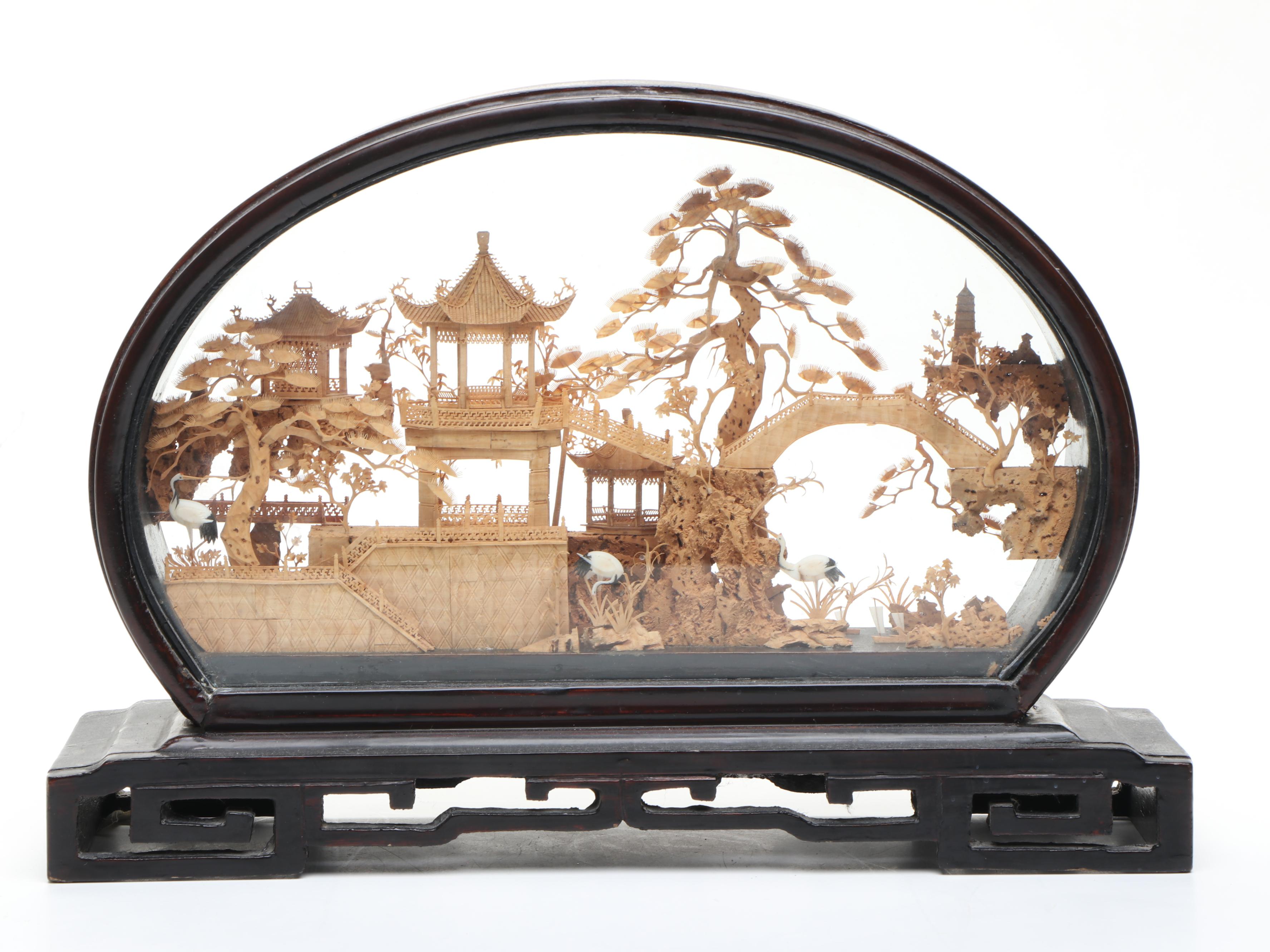 Chinese Hand-Carved Cork Landscape Dioramas