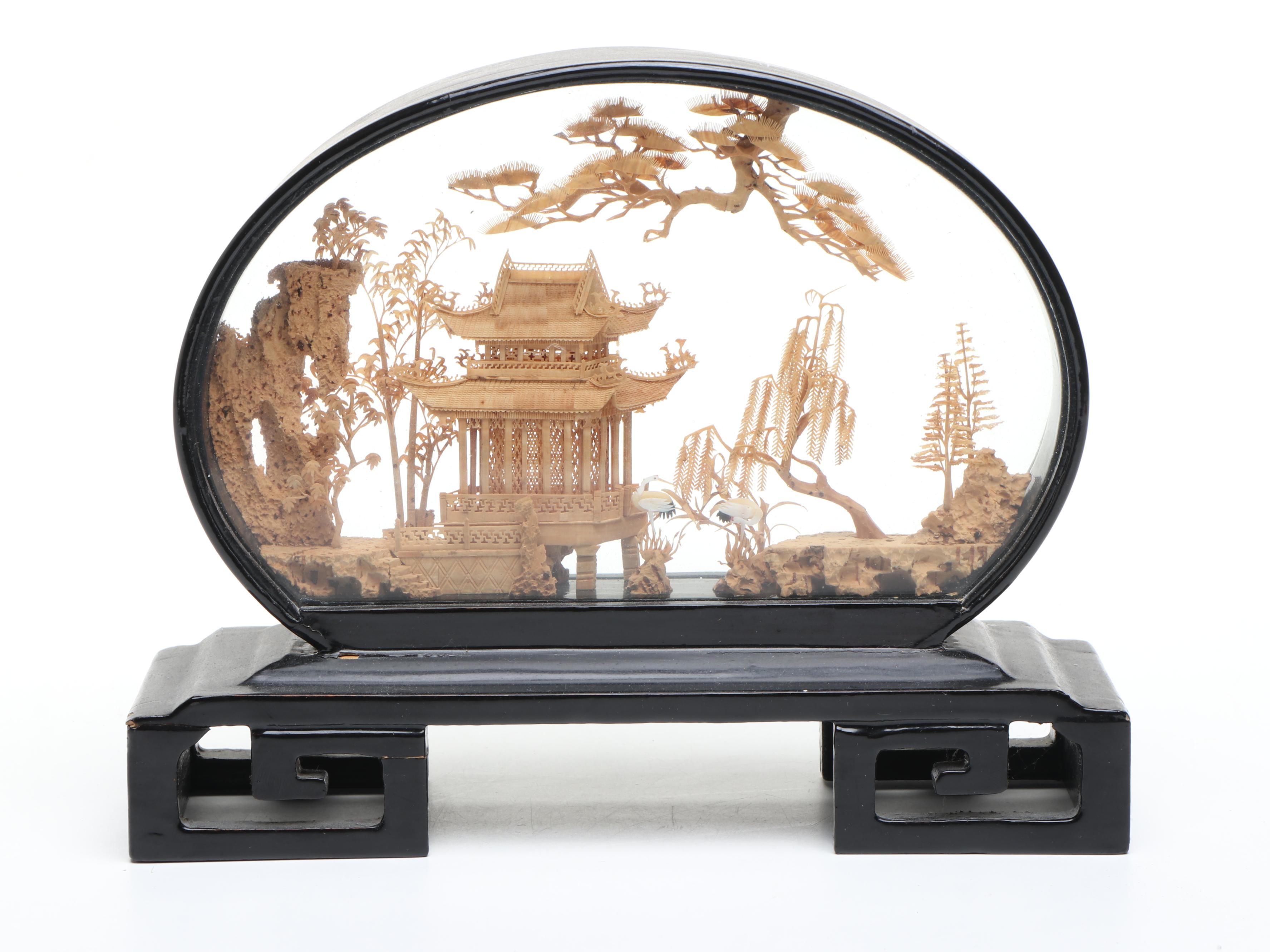 Chinese Hand-Carved Cork Landscape Dioramas