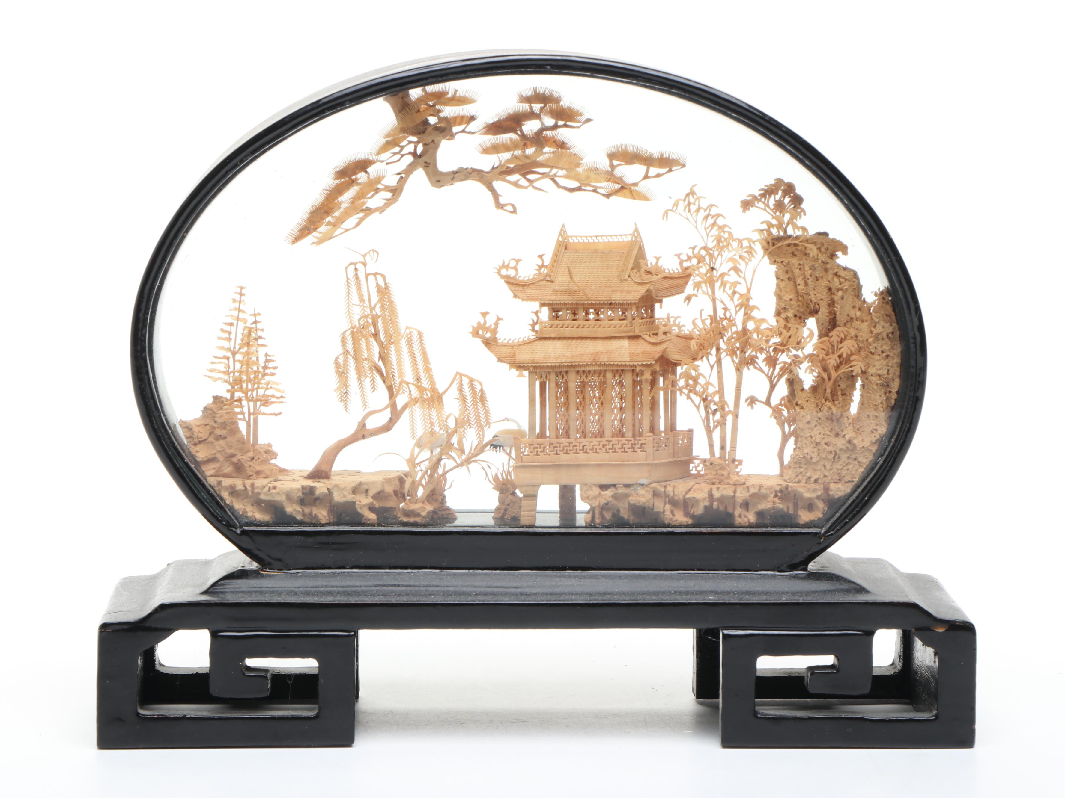 Chinese Hand-Carved Cork Landscape Dioramas