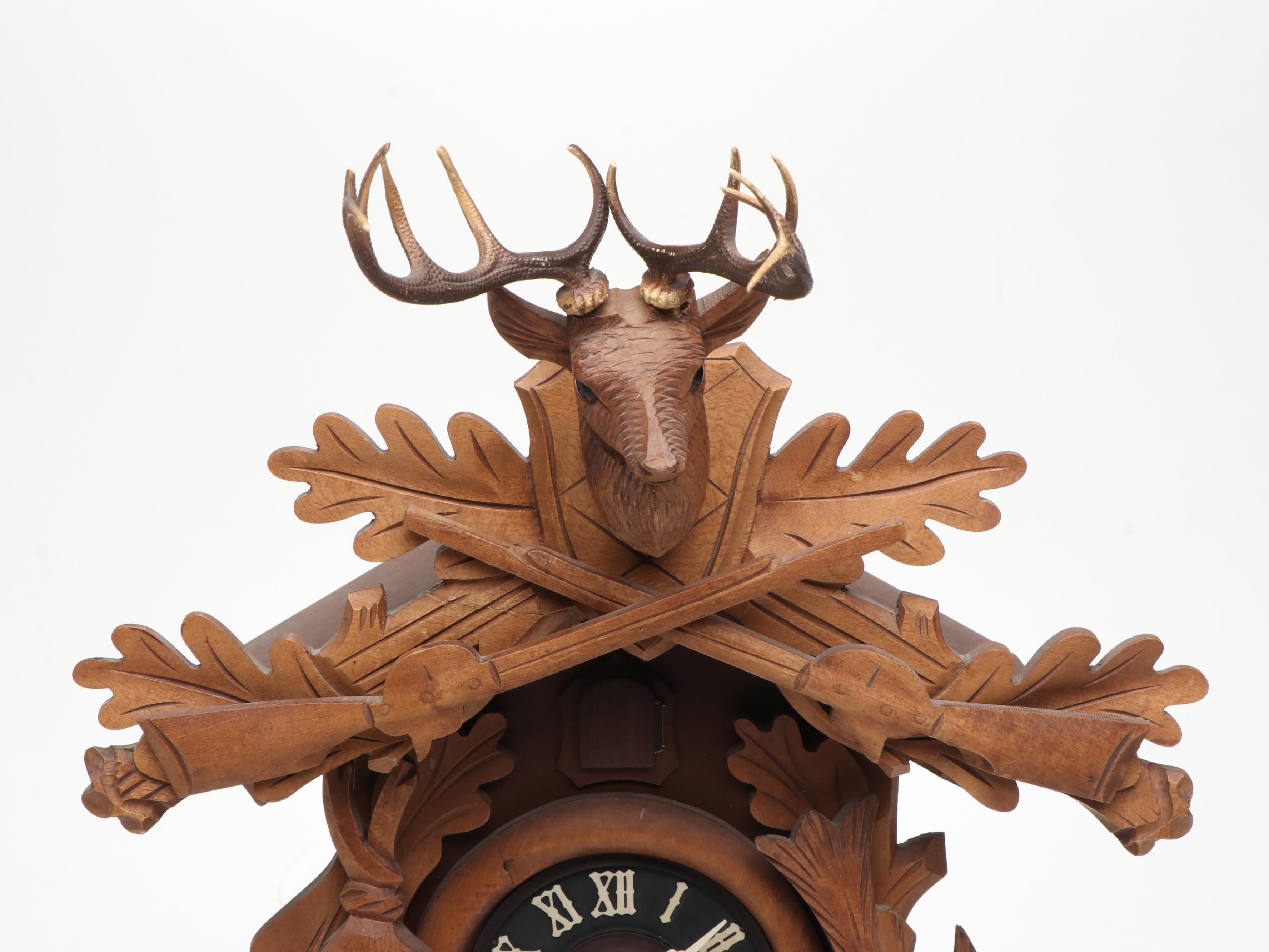 West German Carved Wood Cuckoo Clock with Regula Movement