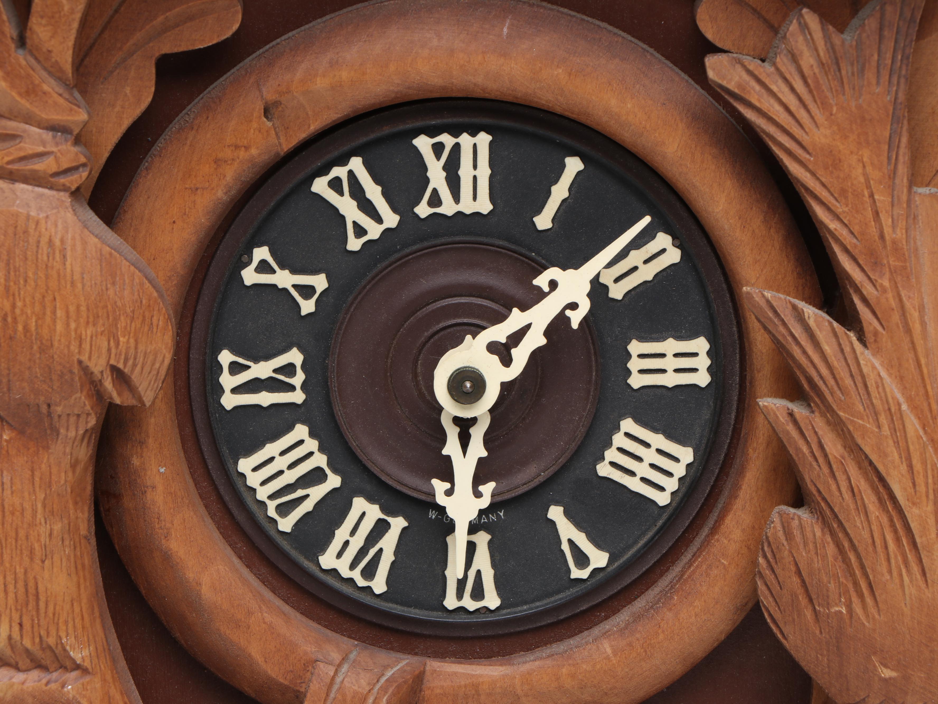 West German Carved Wood Cuckoo Clock with Regula Movement