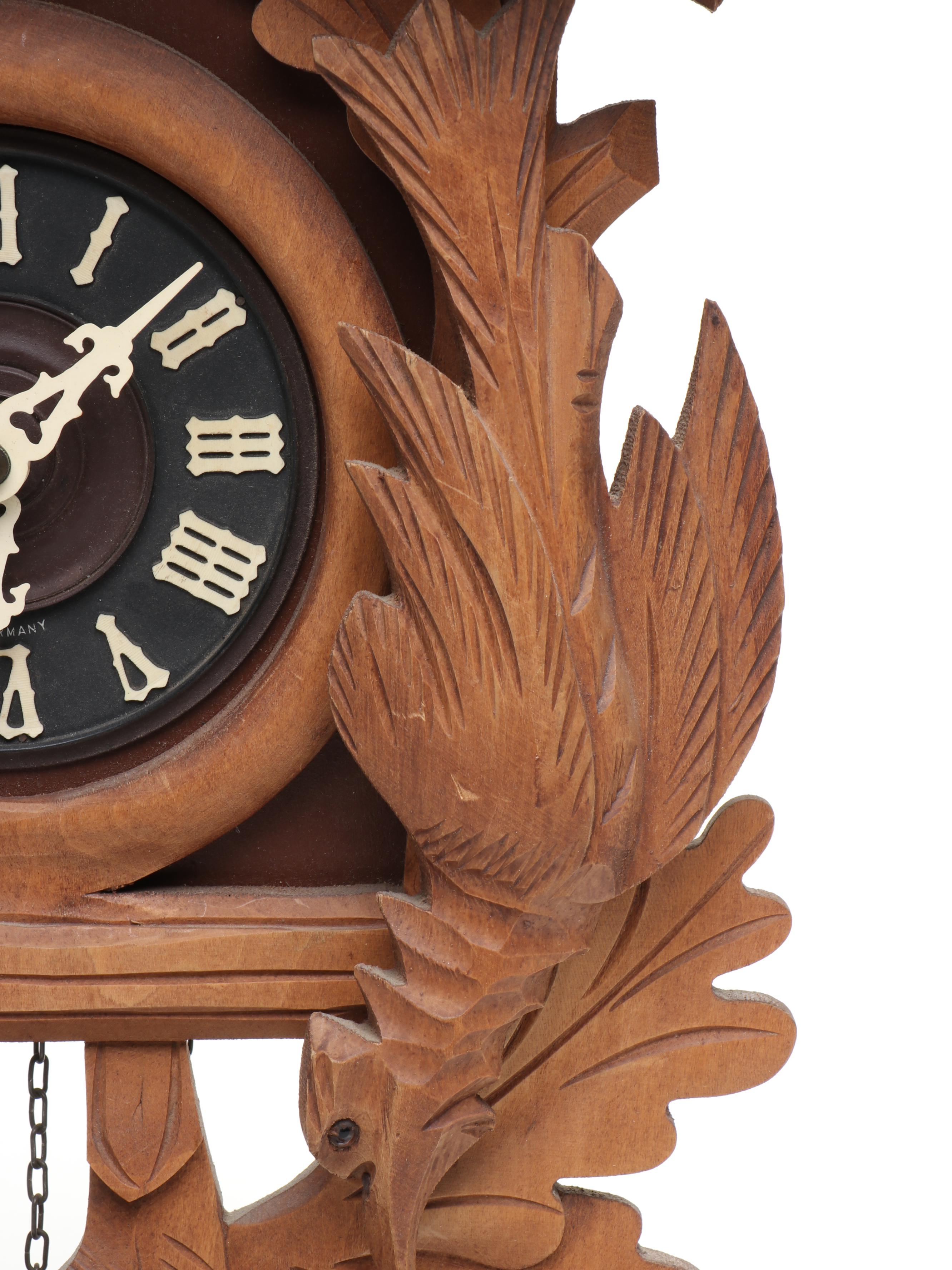 West German Carved Wood Cuckoo Clock with Regula Movement