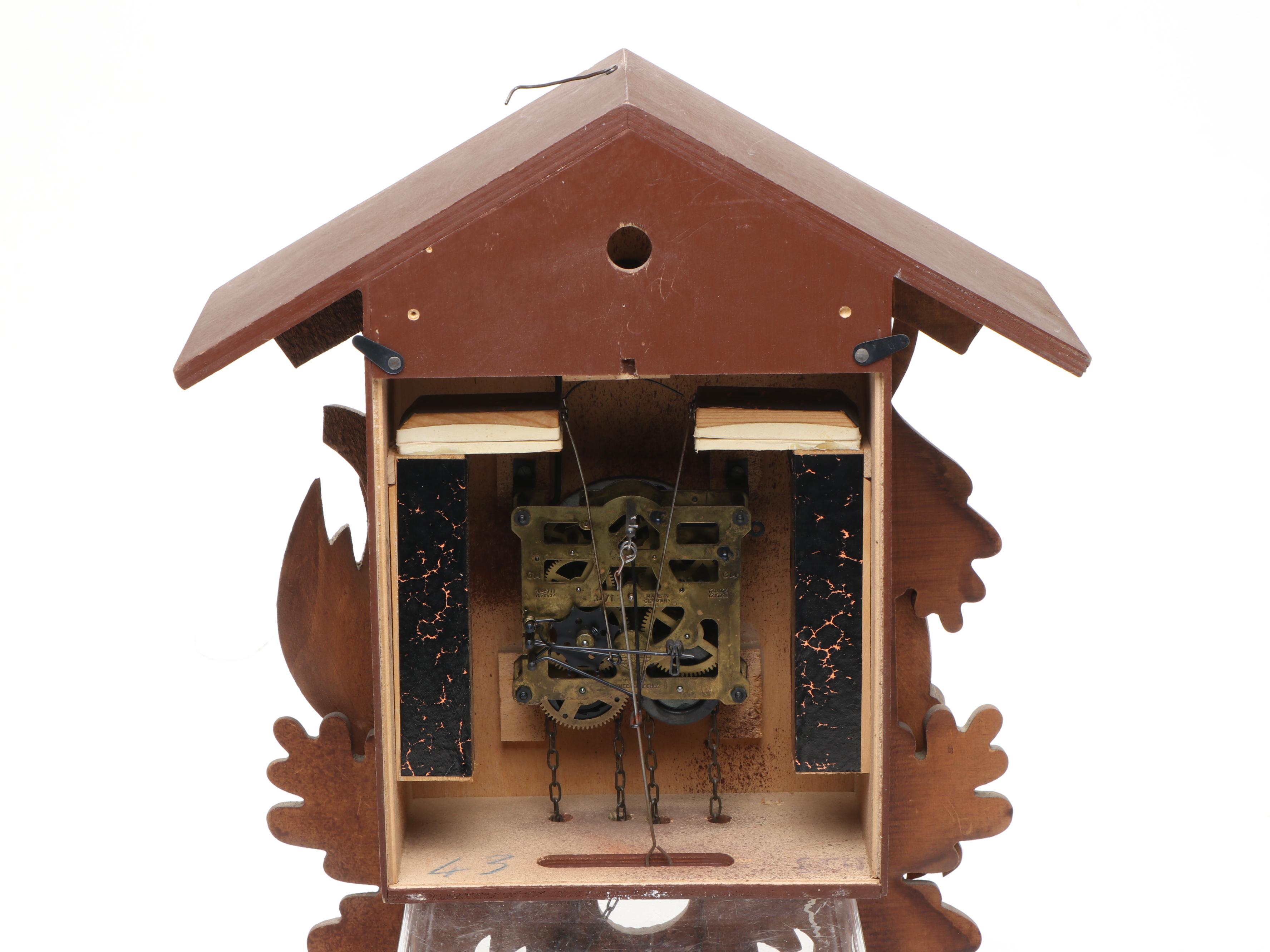 West German Carved Wood Cuckoo Clock with Regula Movement
