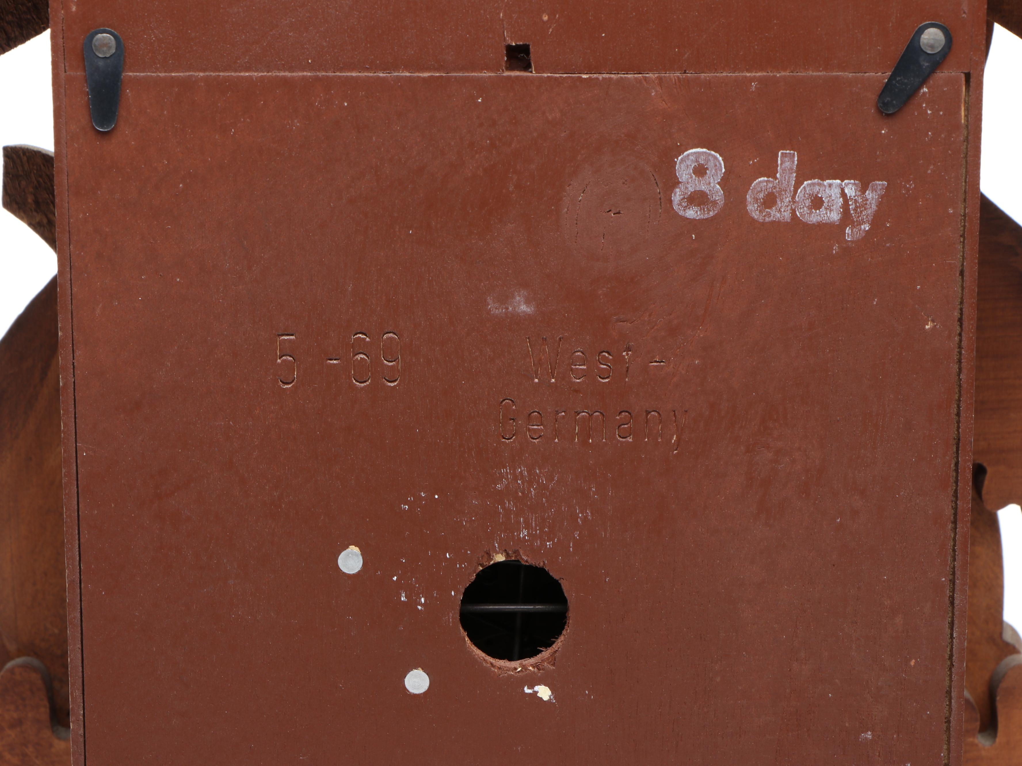 West German Carved Wood Cuckoo Clock with Regula Movement