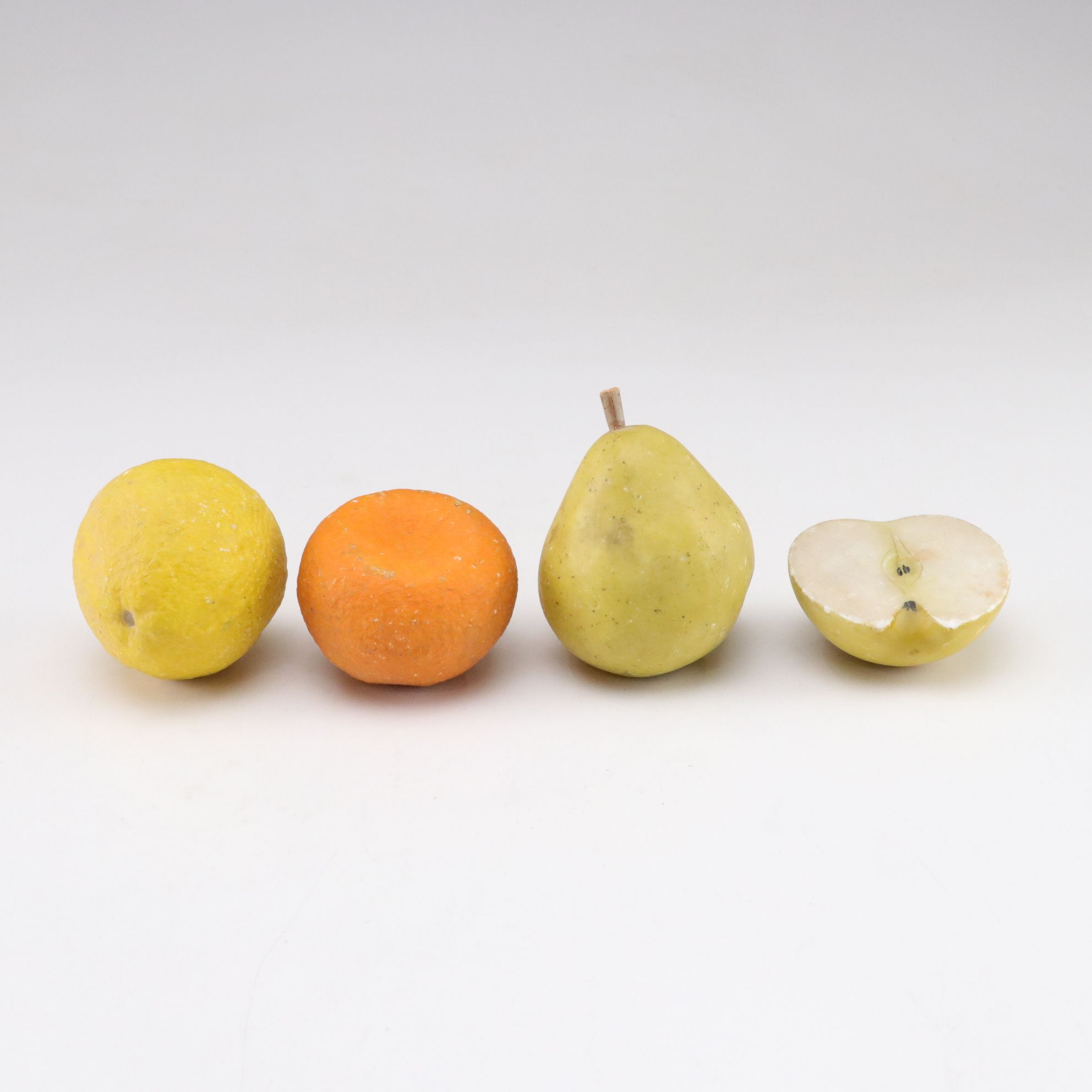 Carved Stone Fruit with Glass Footed Bowl