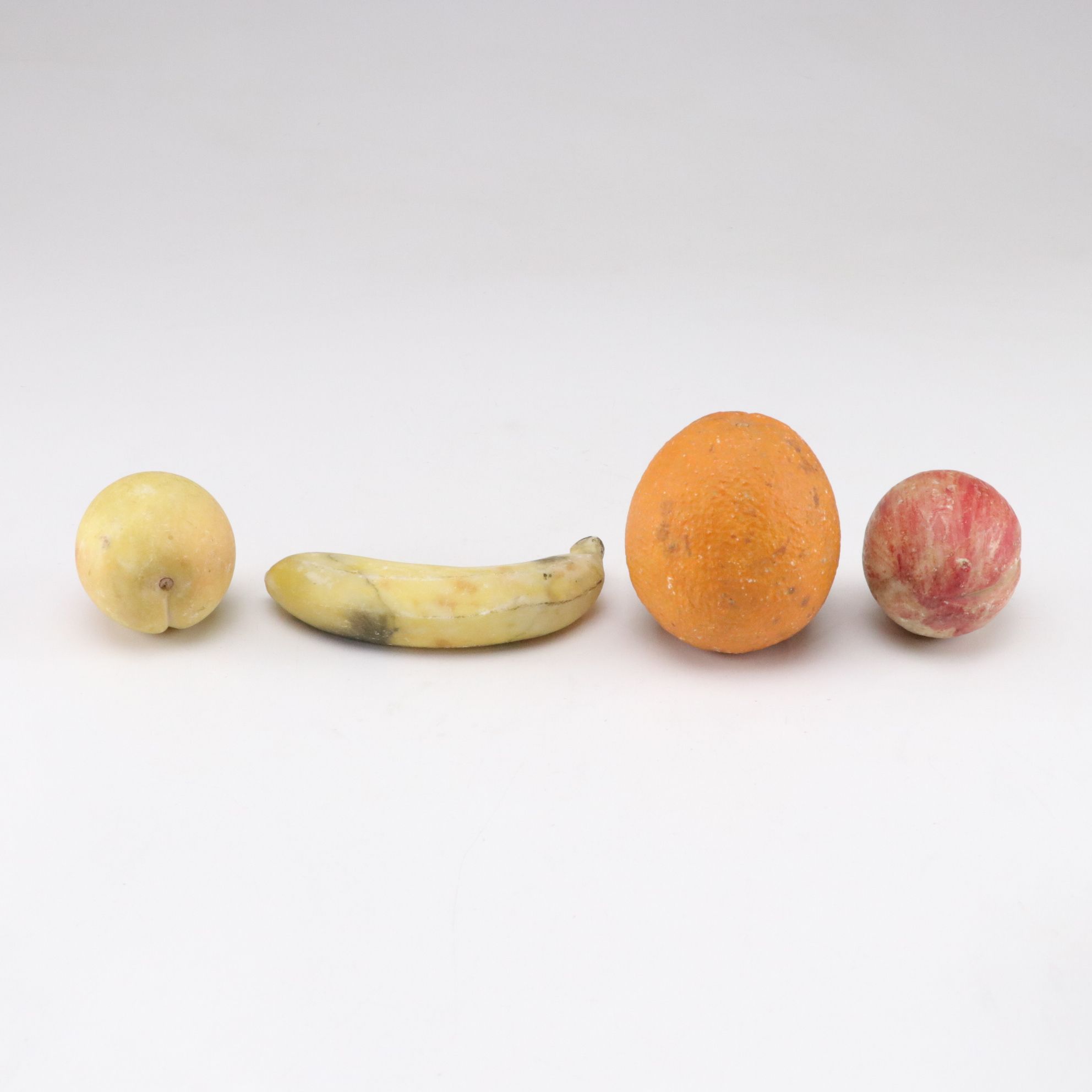 Carved Stone Fruit with Glass Footed Bowl