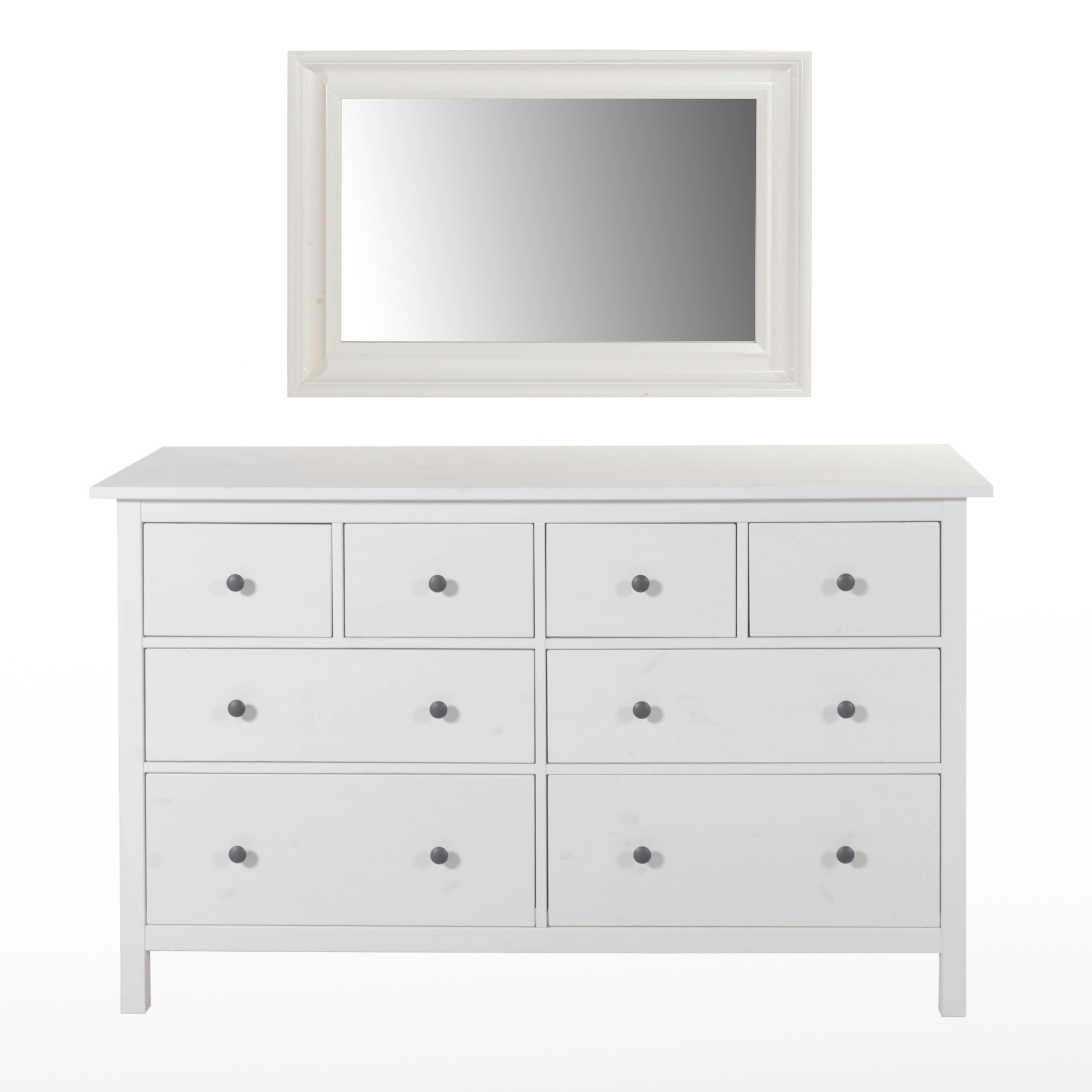 IKEA "Hemnes" Wall Mirror with White Chest of Drawers