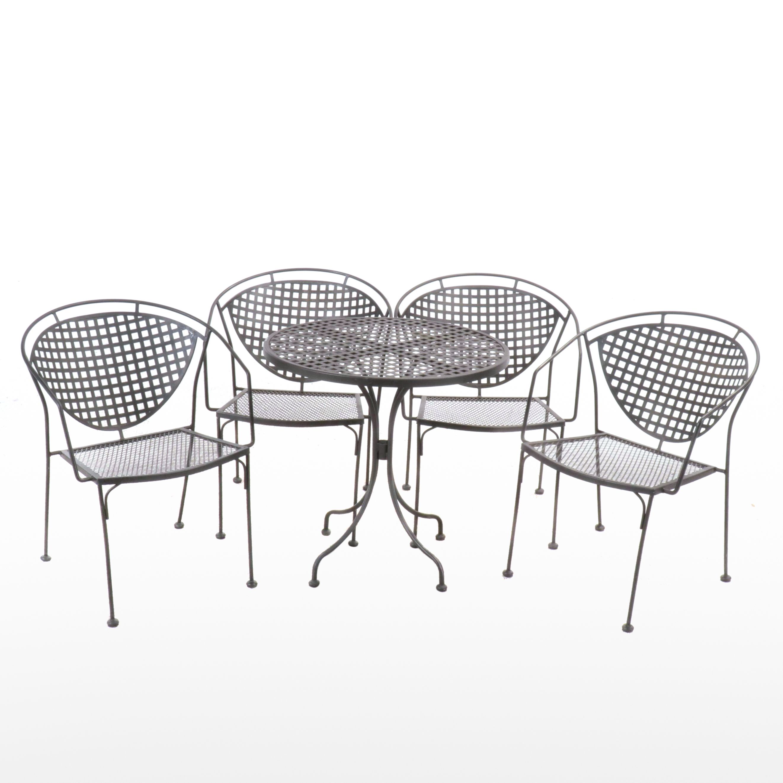 Wrought Iron Metal Mesh Five-Piece Patio Bistro Dining Set
