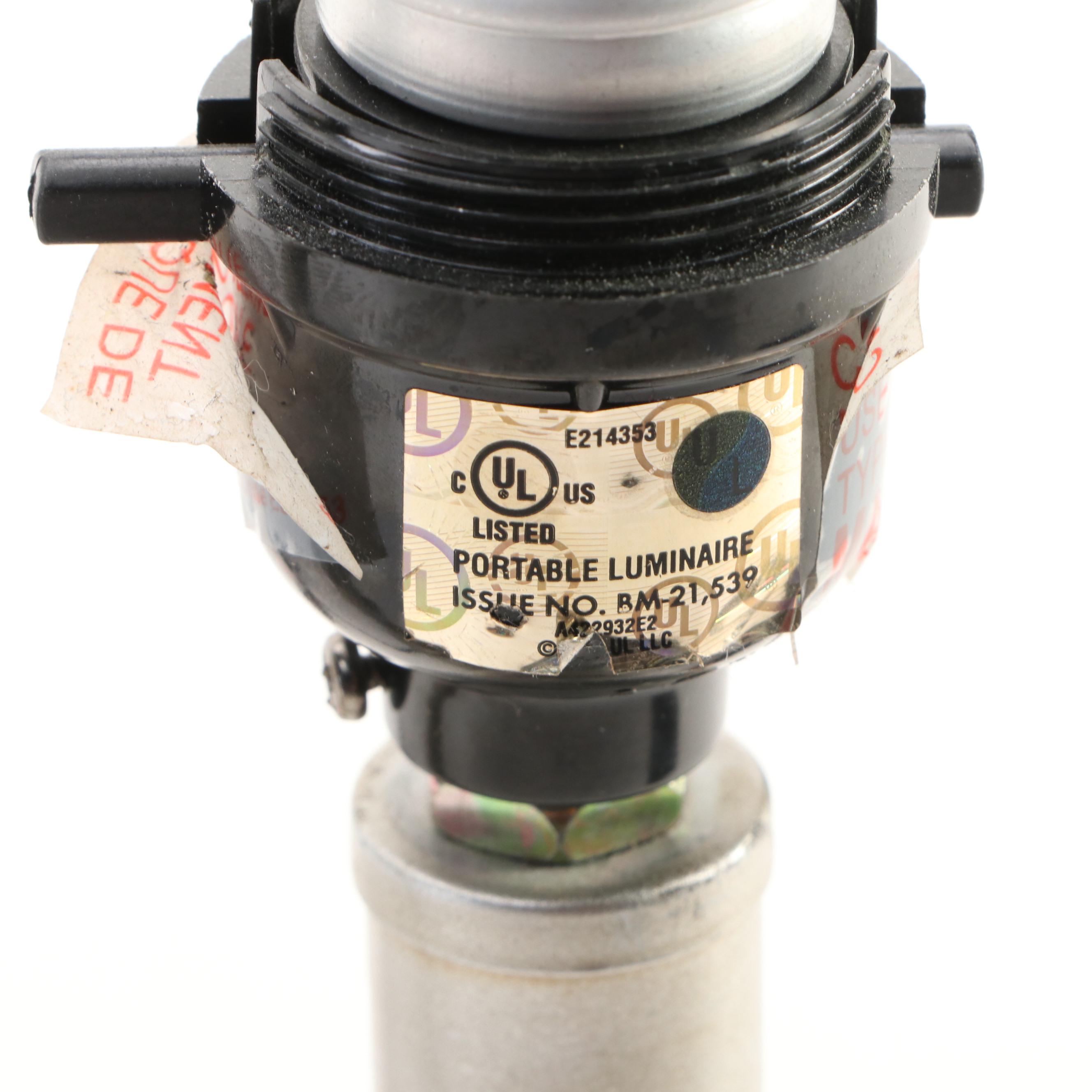 Silver Gilt Candlestick Table Lamps with Crewel Work Shades, 2012