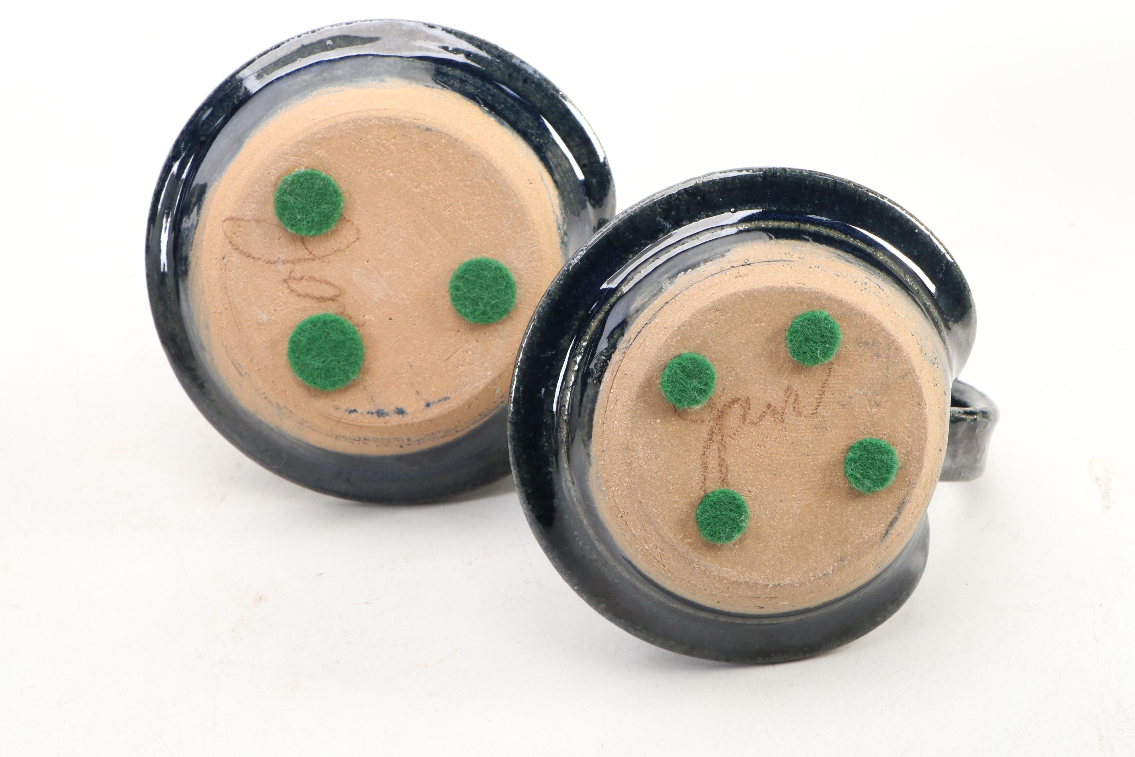 Art Pottery Chambersticks with Other Tableware