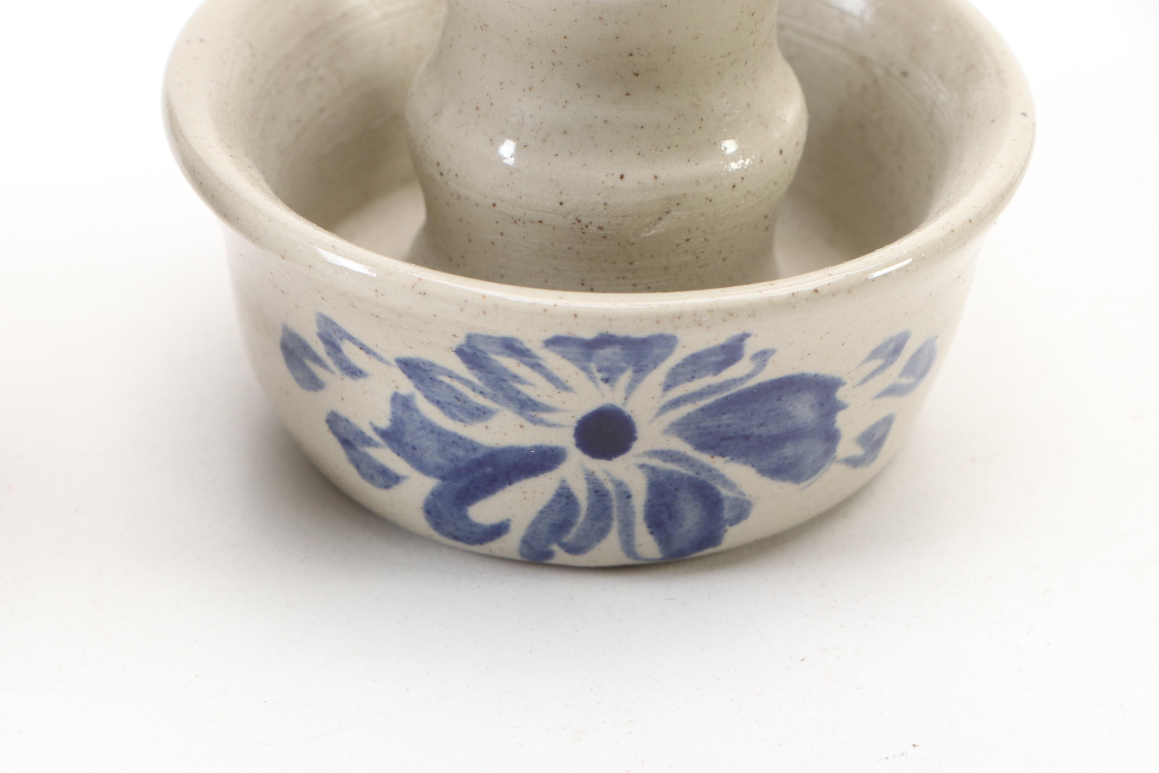 Art Pottery Chambersticks with Other Tableware