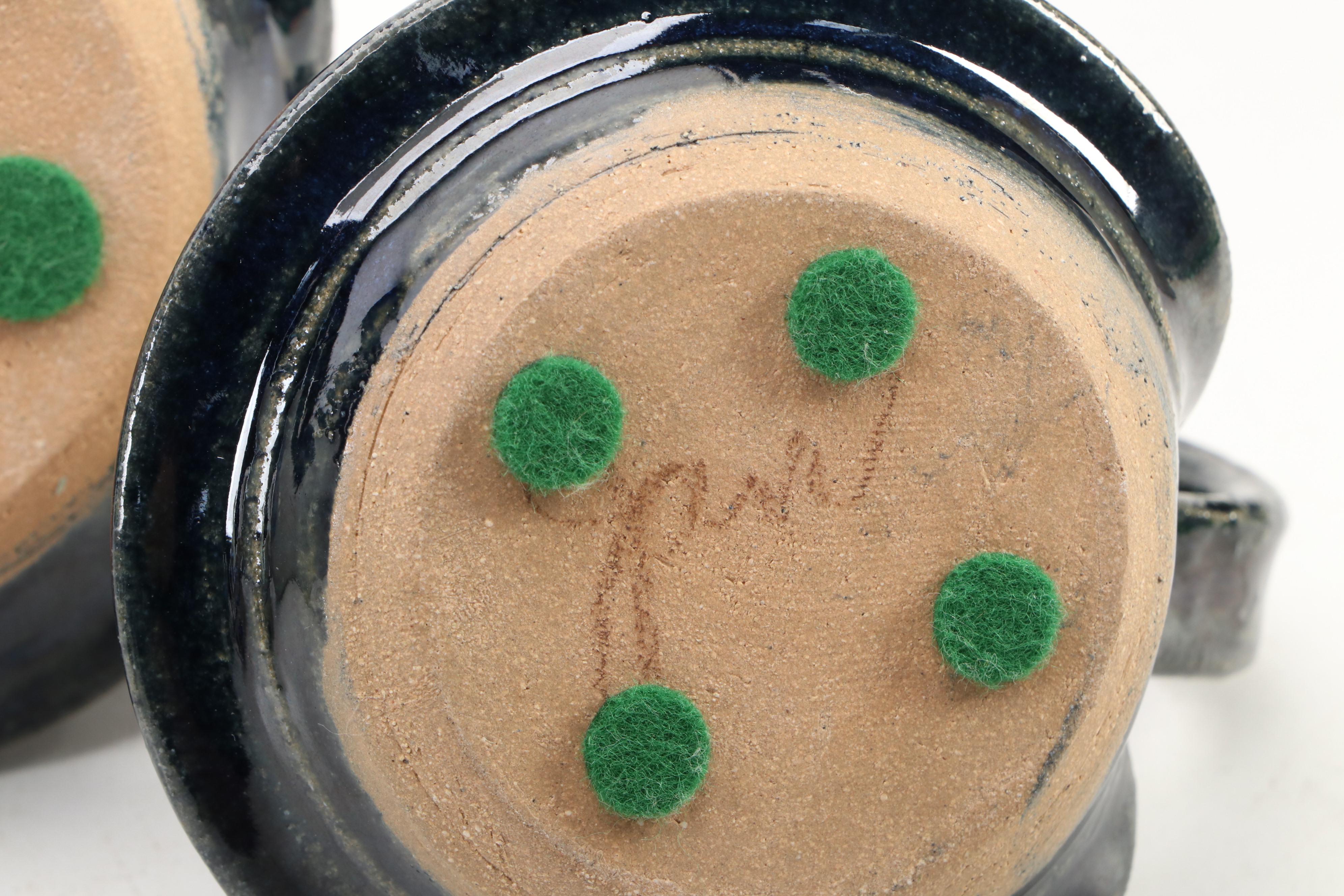 Art Pottery Chambersticks with Other Tableware