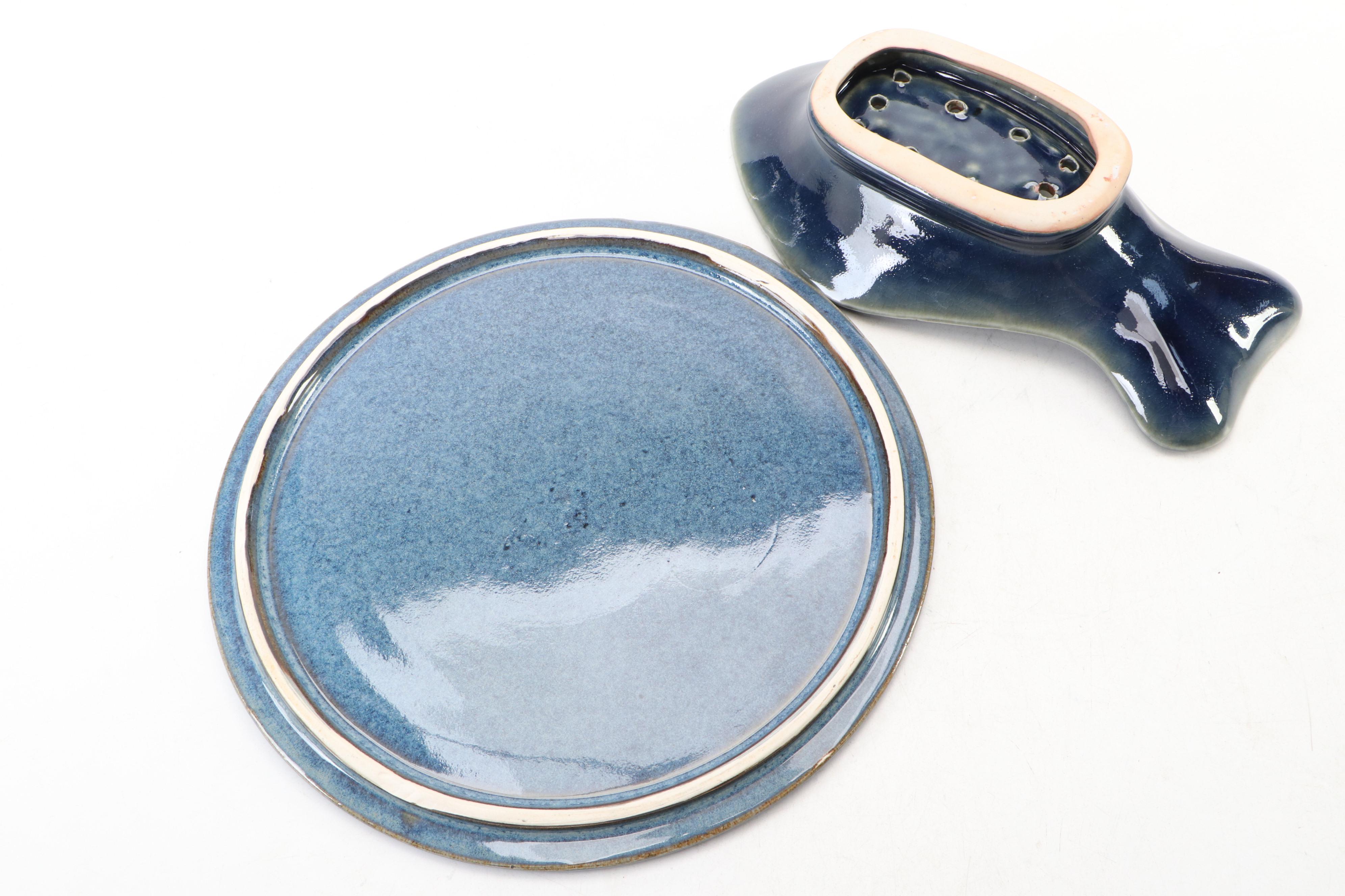 Art Pottery Chambersticks with Other Tableware