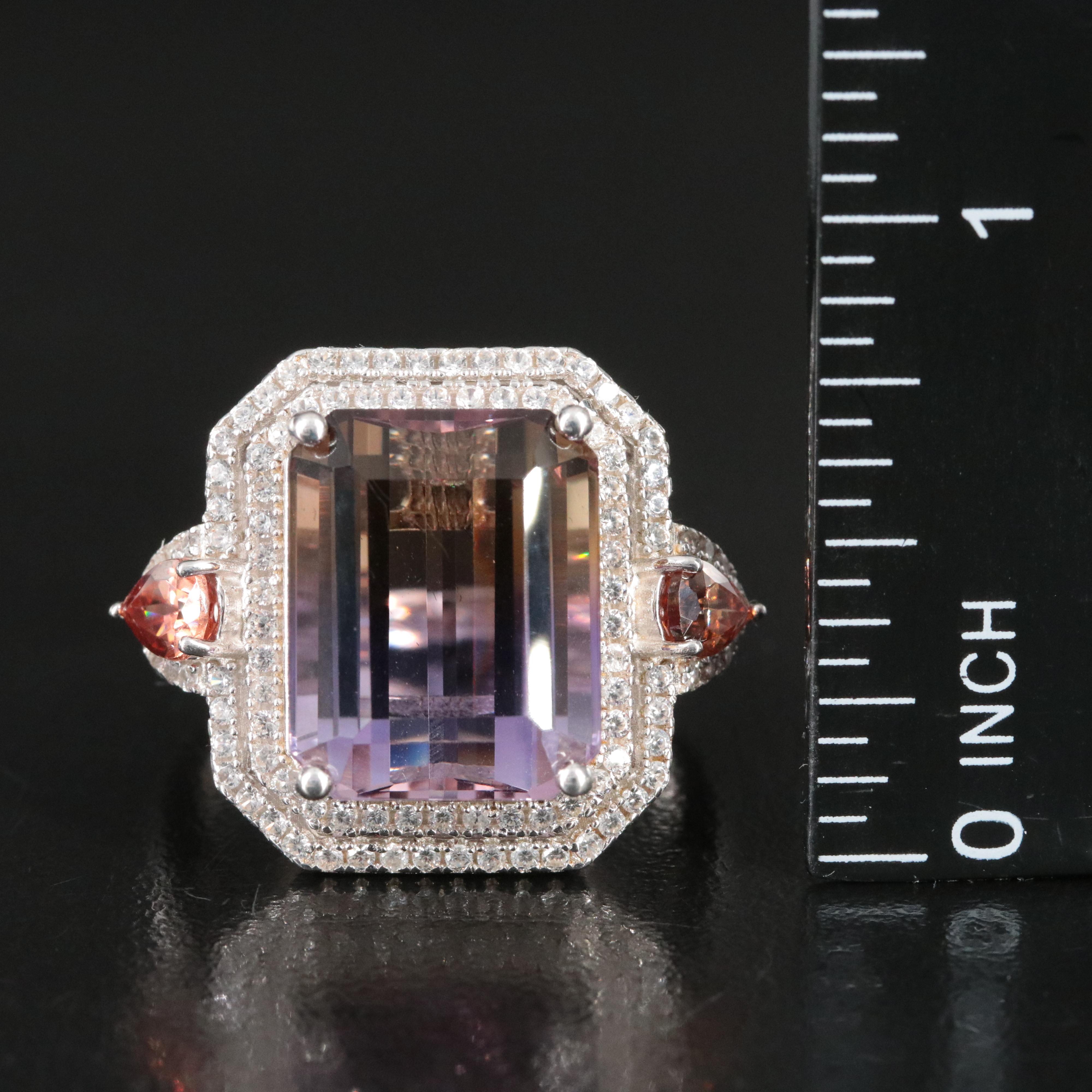 Sterling Ametrine and Topaz Ring