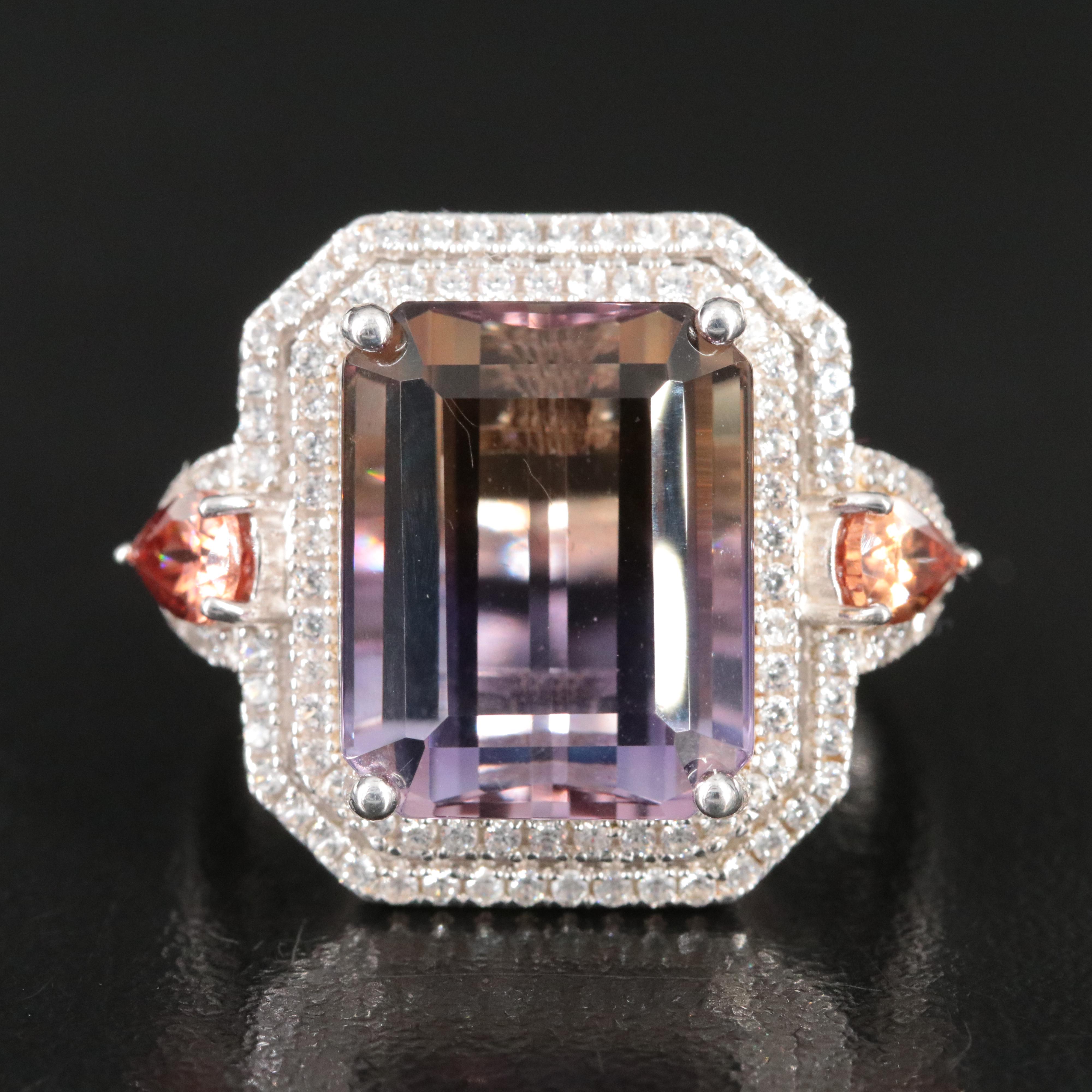 Sterling Ametrine and Topaz Ring