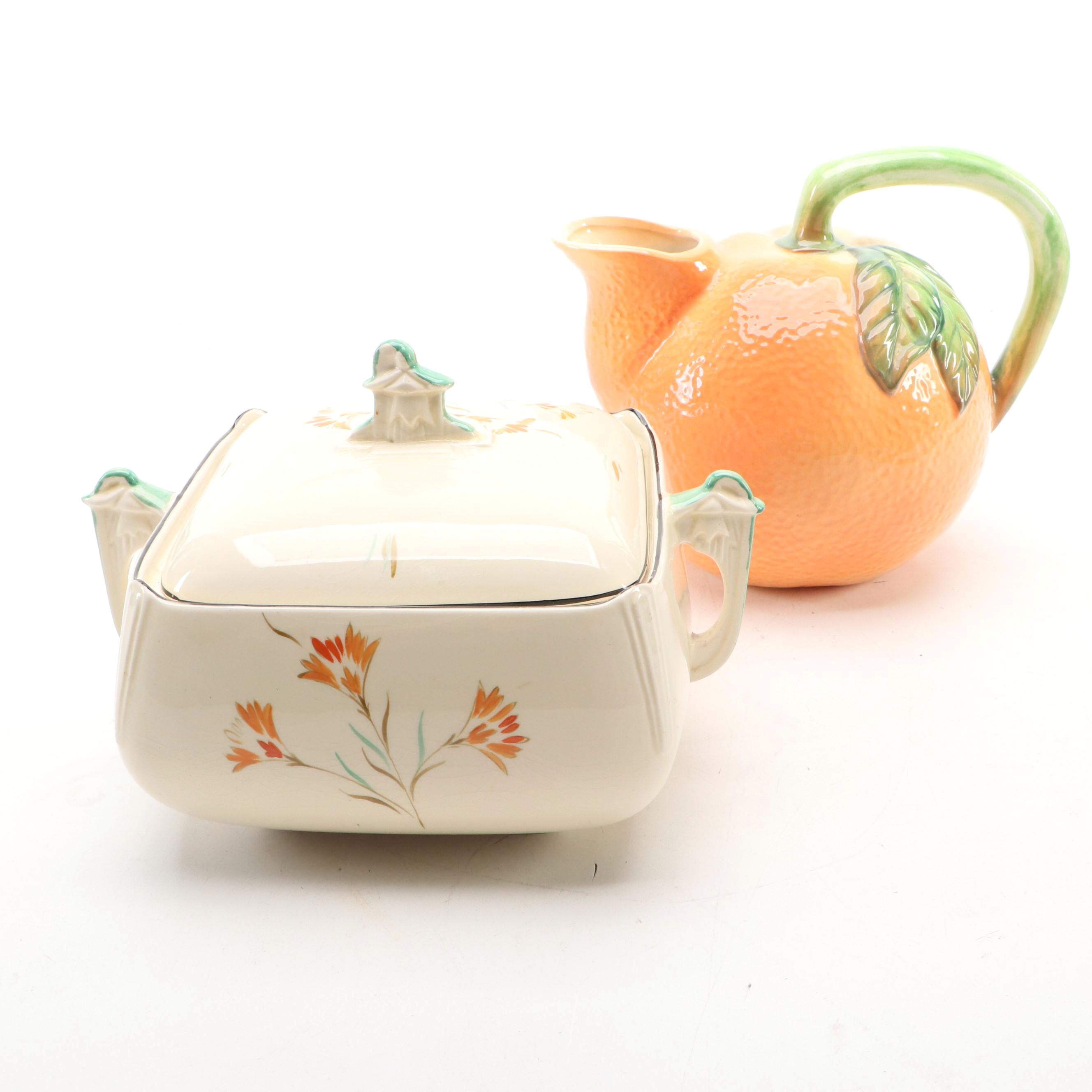 Burleigh Ware Covered Dish with Orange Shaped Teapot