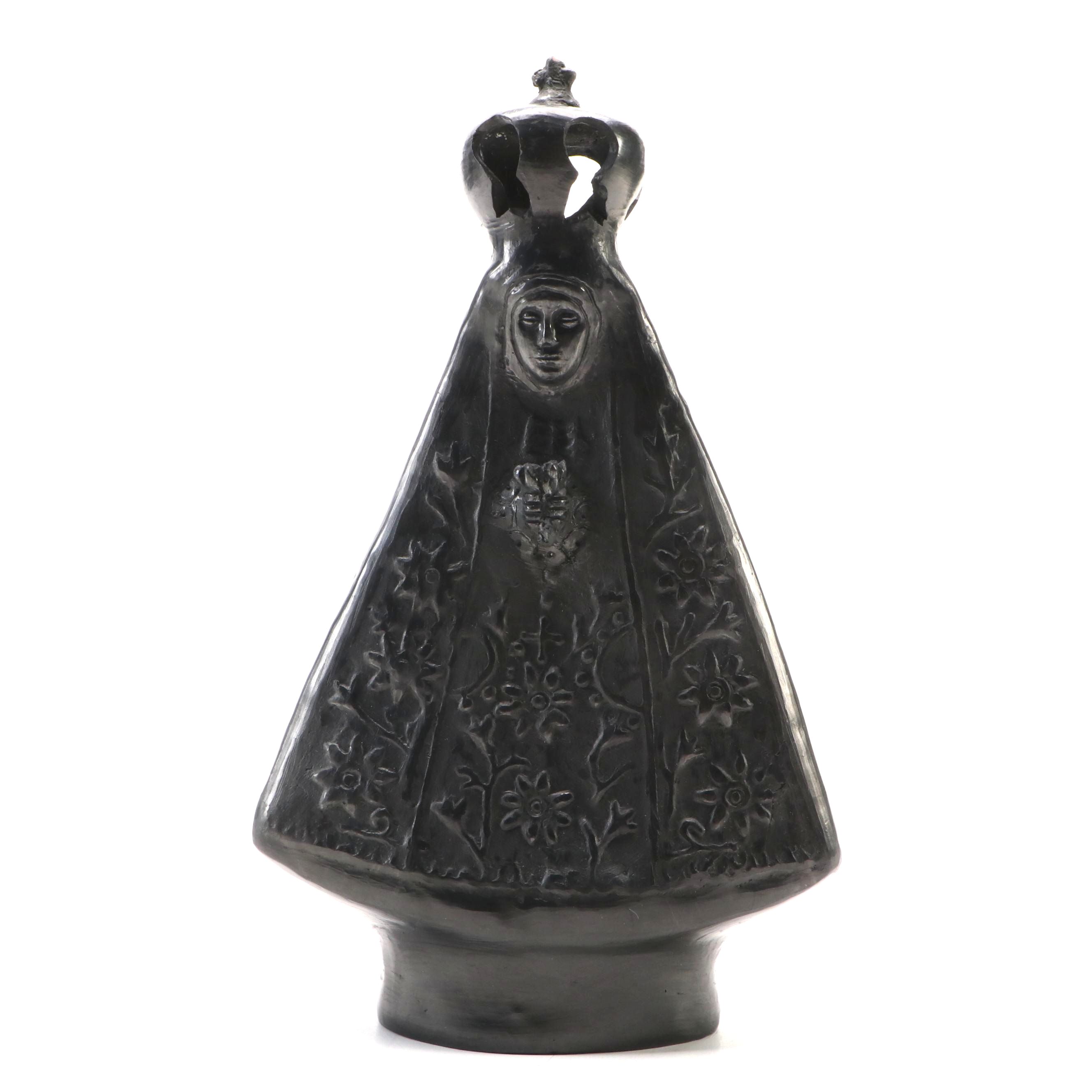 Oaxaca Mexico Black Clay Ceramic Virgin of Solitude