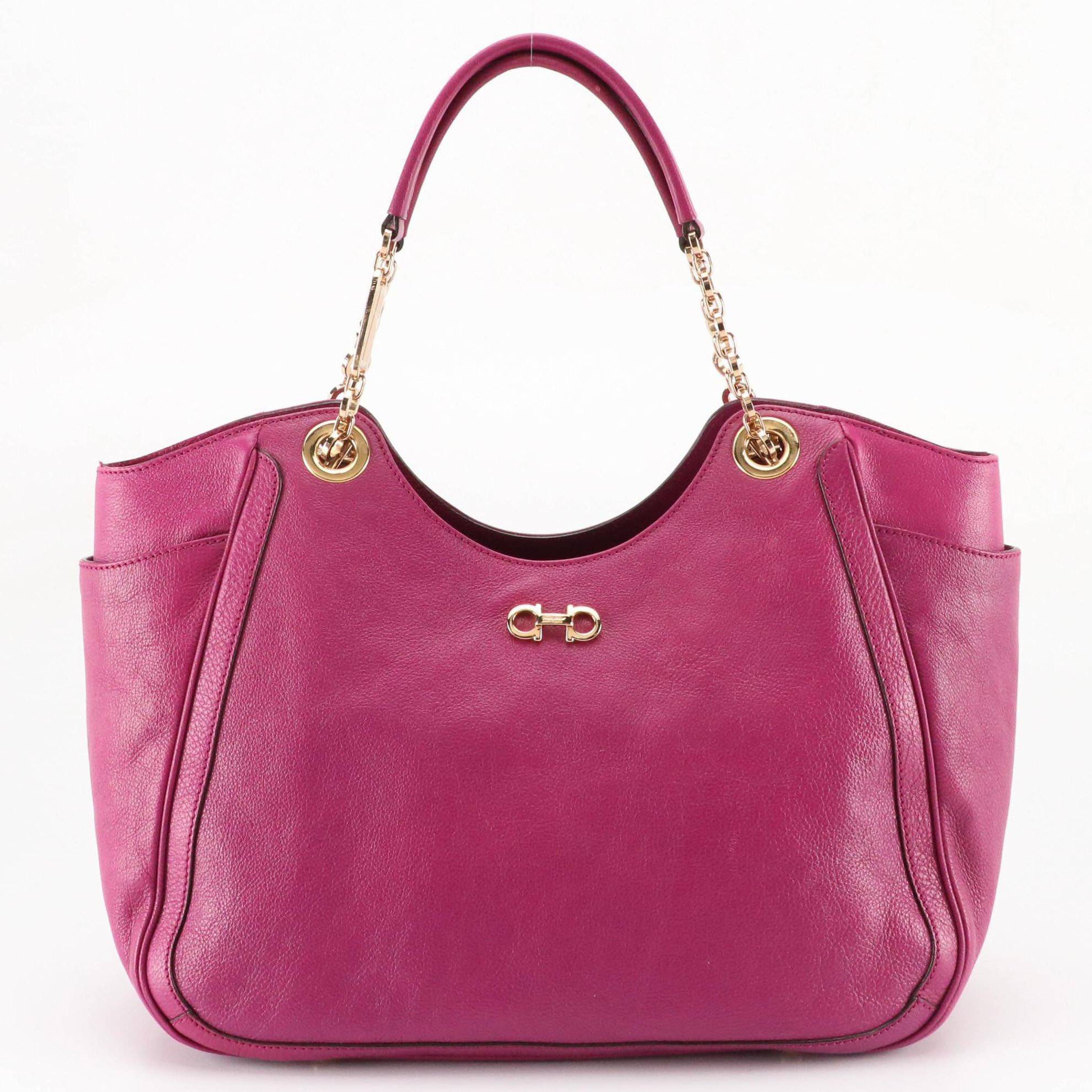 Salvatore Ferragamo Magenta Leather Gancini Shoulder Bag