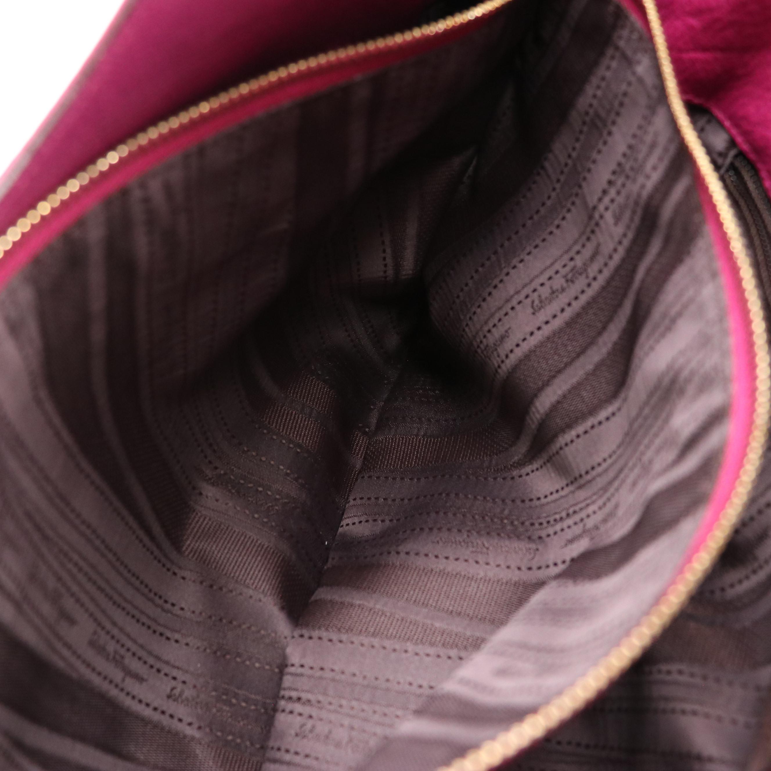 Salvatore Ferragamo Magenta Leather Gancini Shoulder Bag