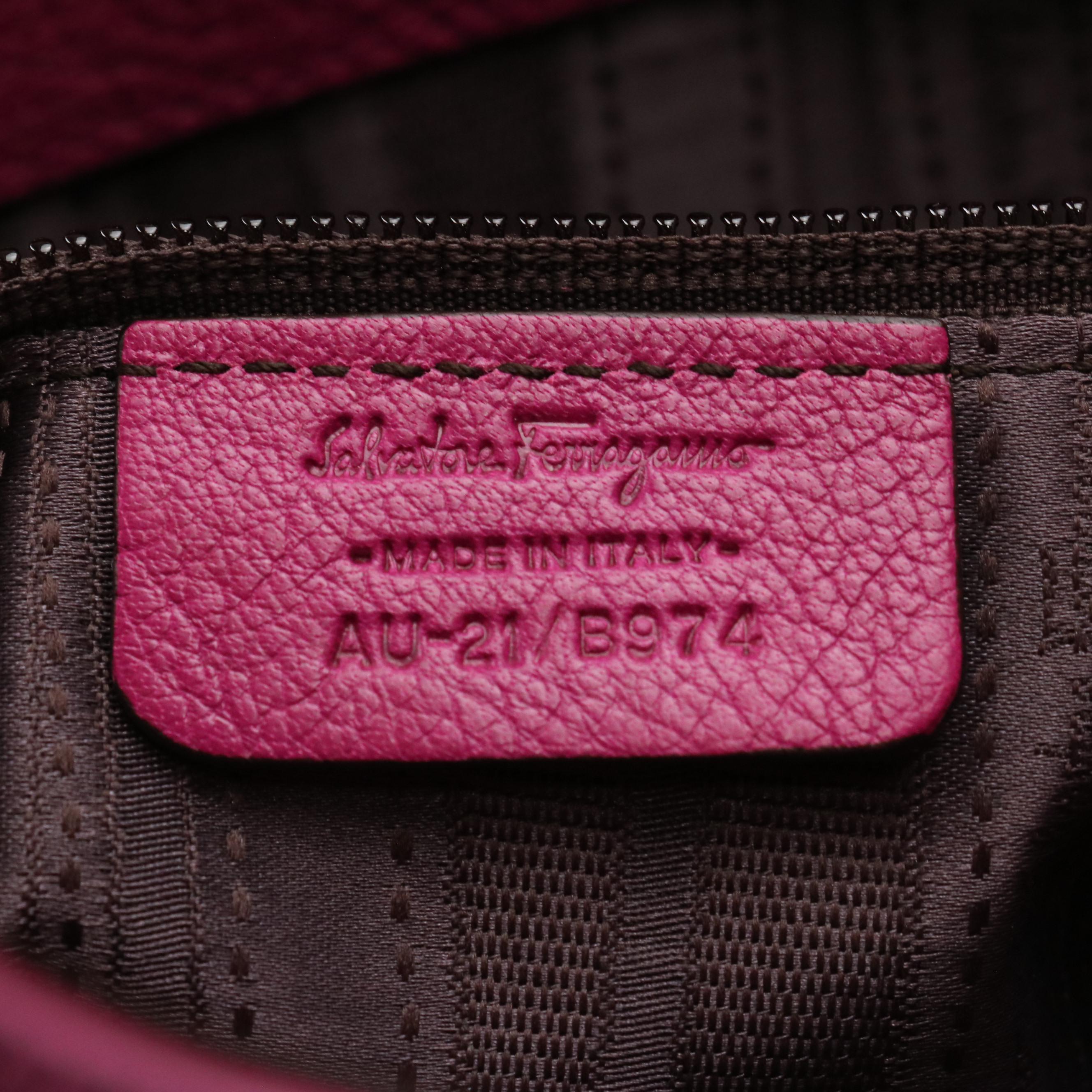 Salvatore Ferragamo Magenta Leather Gancini Shoulder Bag