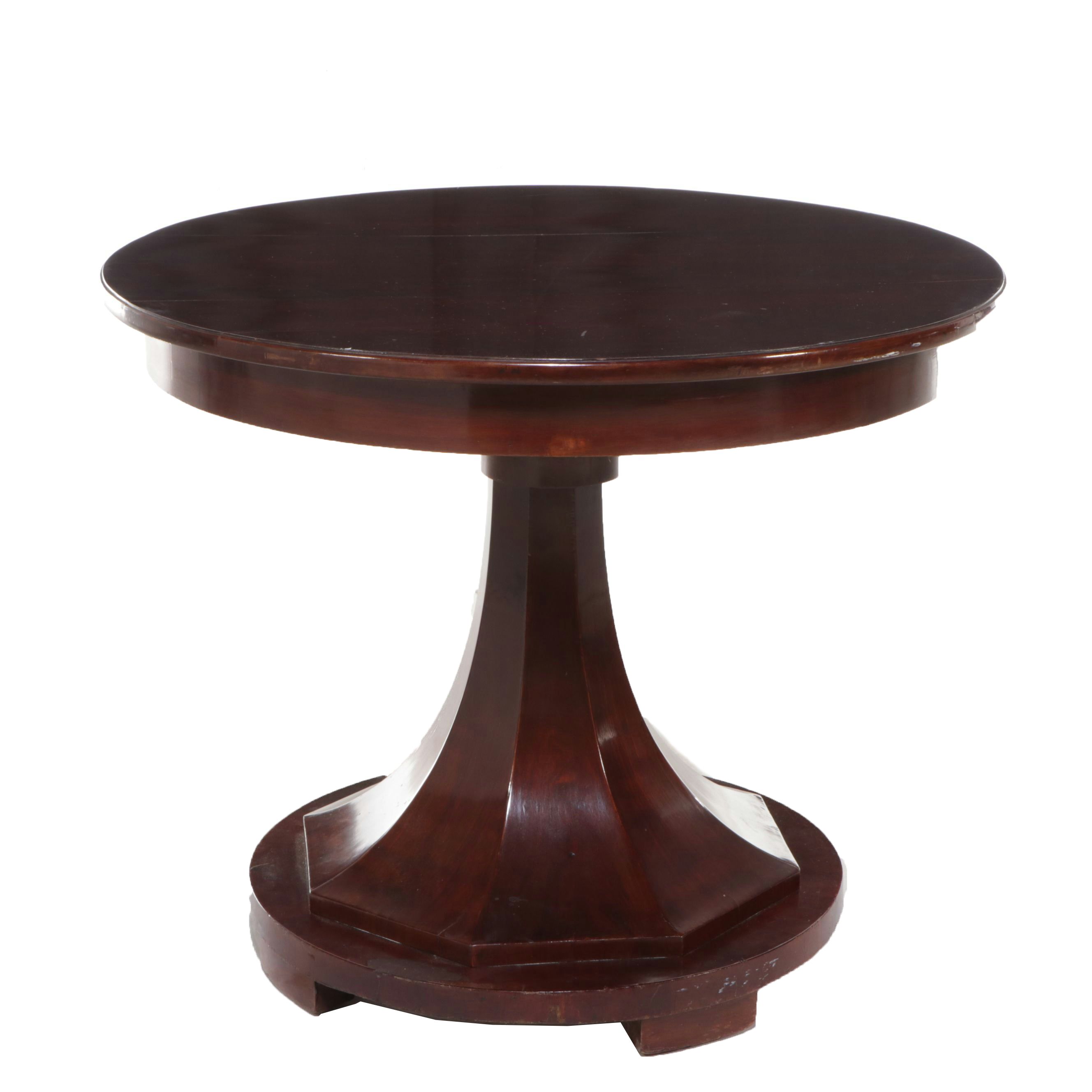 Wood Pedestal Bistro Table, Early to Mid-20th Century
