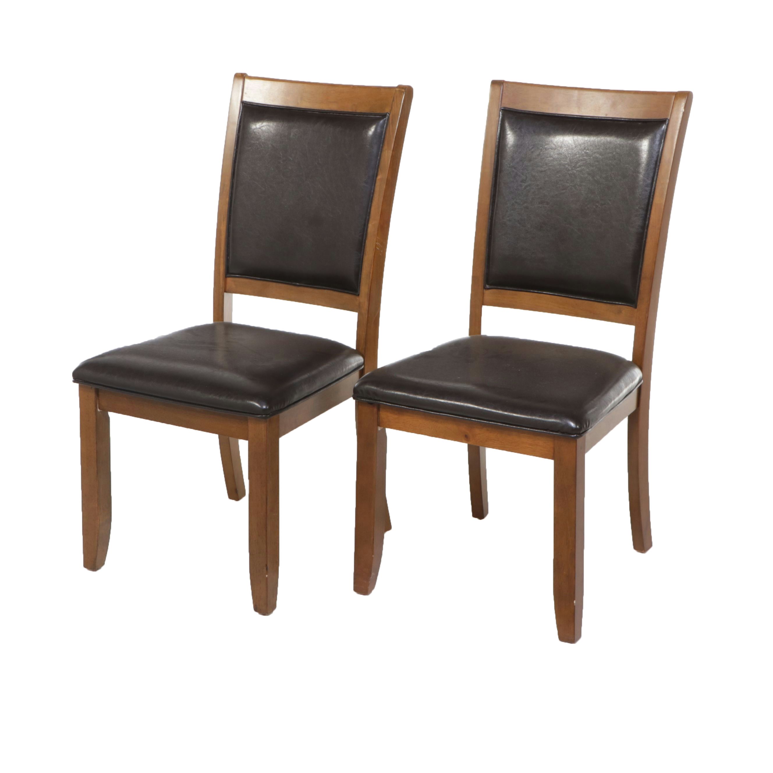 Coaster Fine Furniture Walnut and Black Leather Side Chairs
