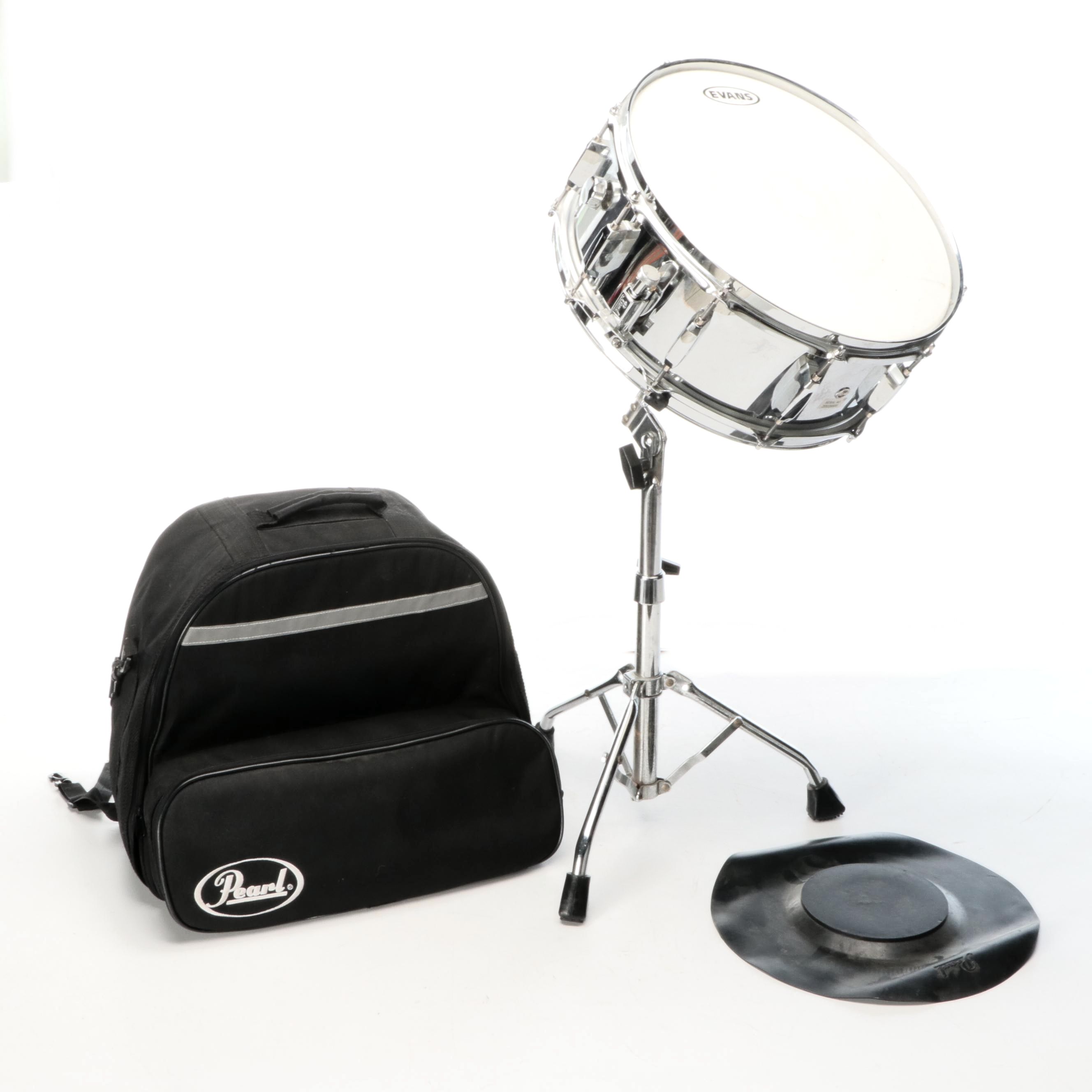 Pearl Steel Shell Snare with Evans Drum Head and Stand