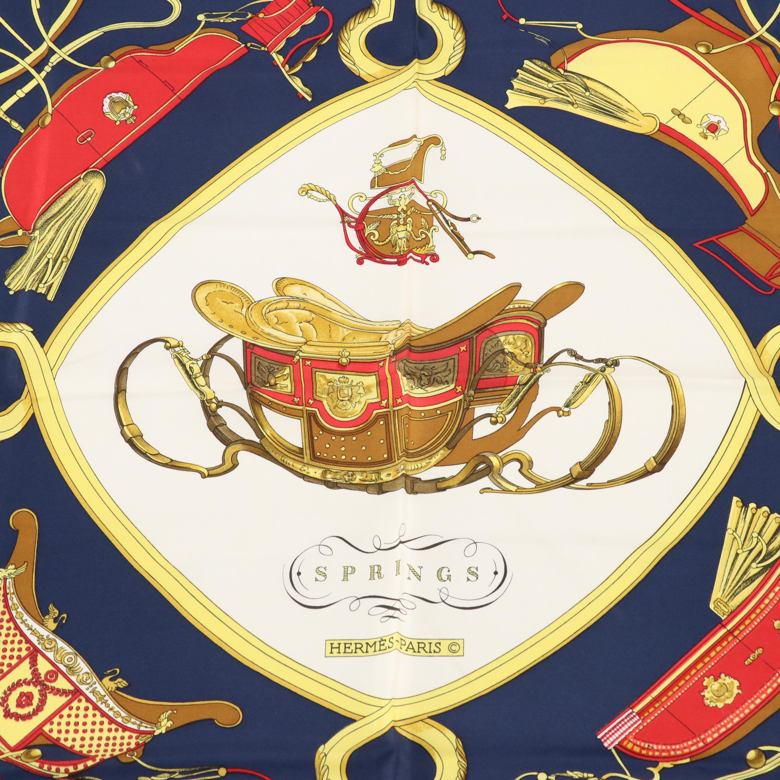 Hermès Early Issue "Springs" Scarf 90 in Silk Twill