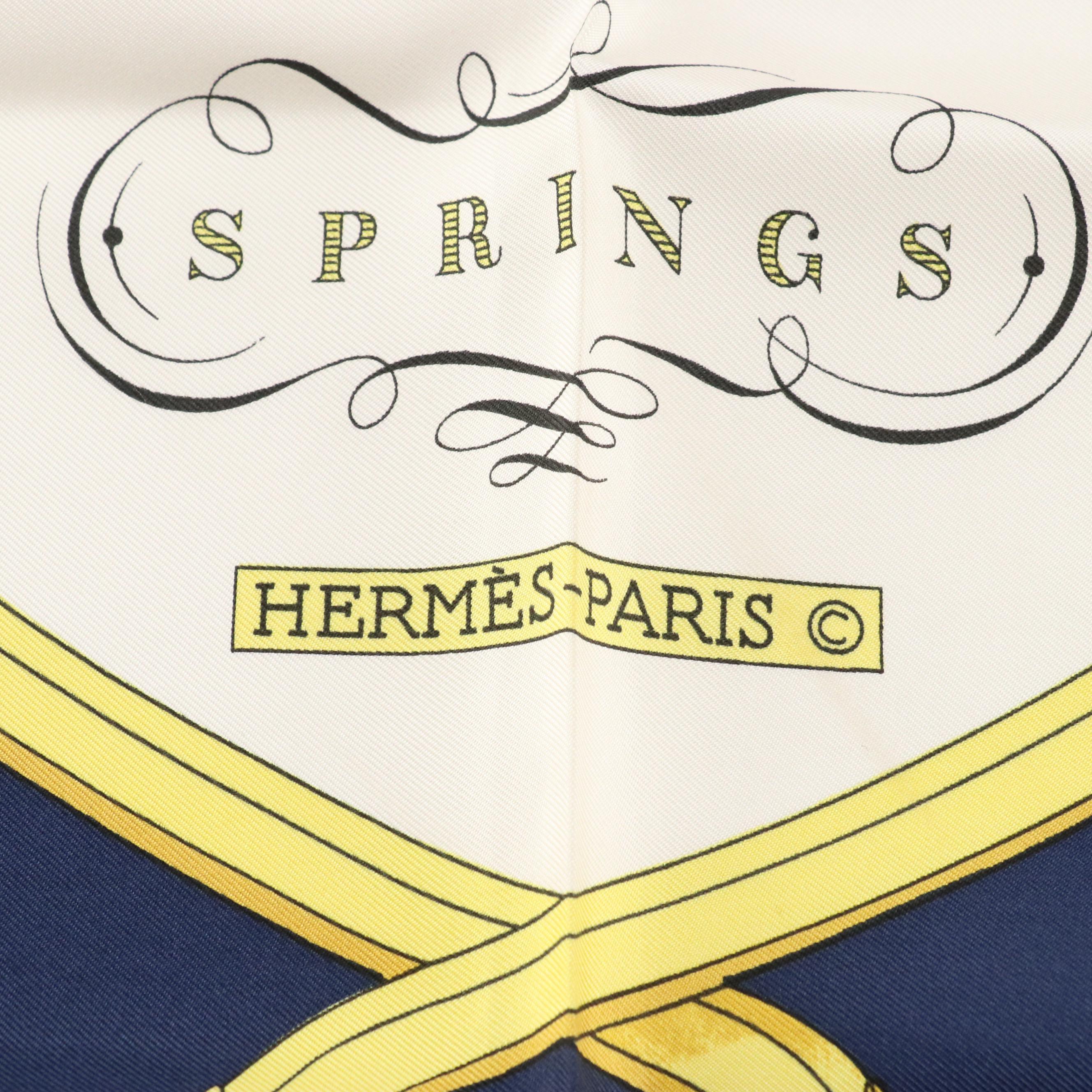 Hermès Early Issue "Springs" Scarf 90 in Silk Twill