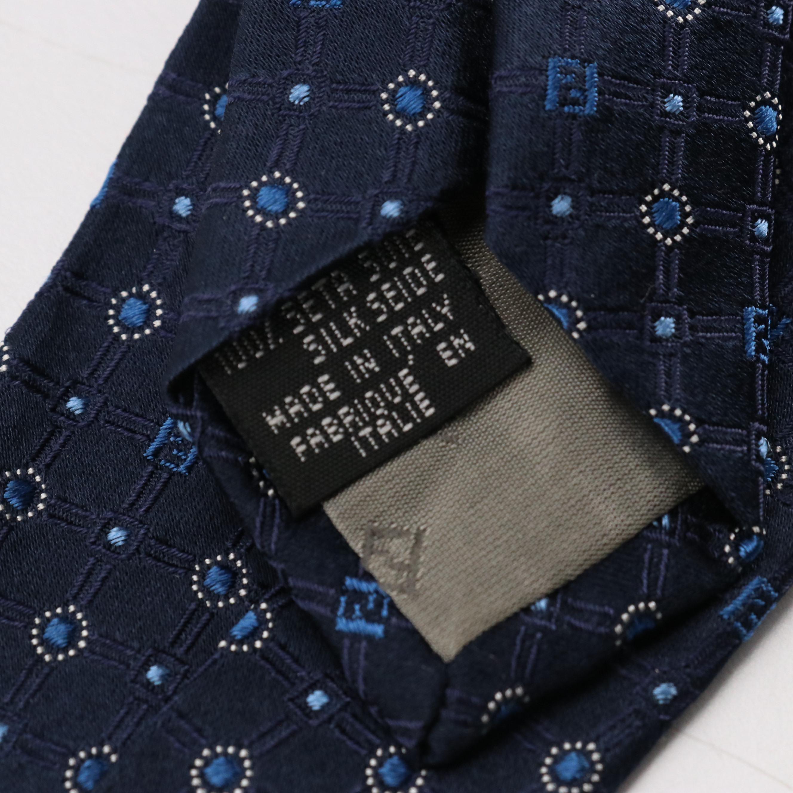 Fendi FF Geometric Grid Necktie in Silk Jacquard