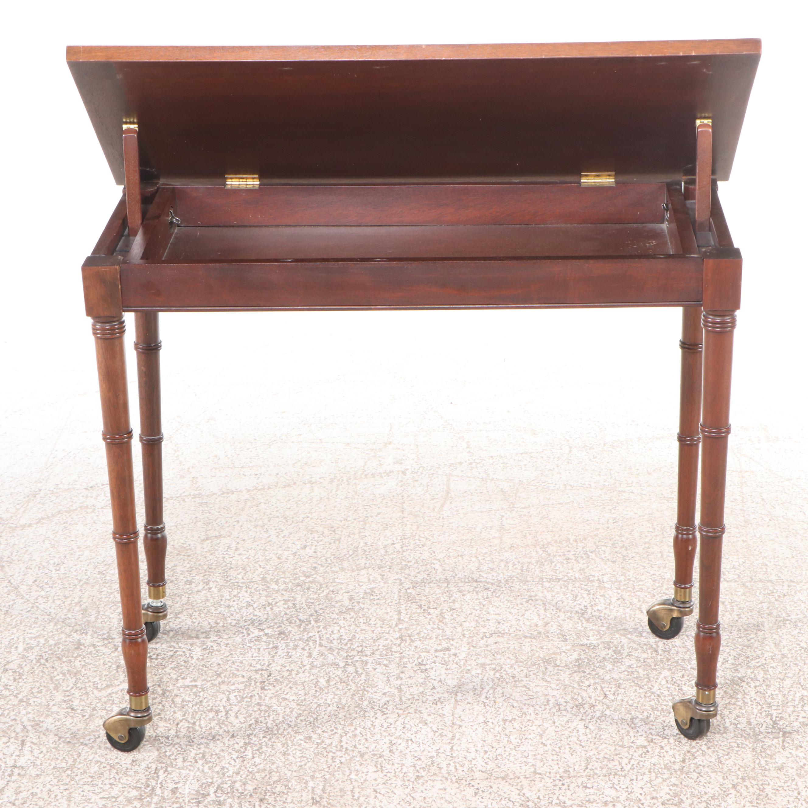 Mahogany Architect's Work Table with Bamboo Form Legs, Late 20th Century