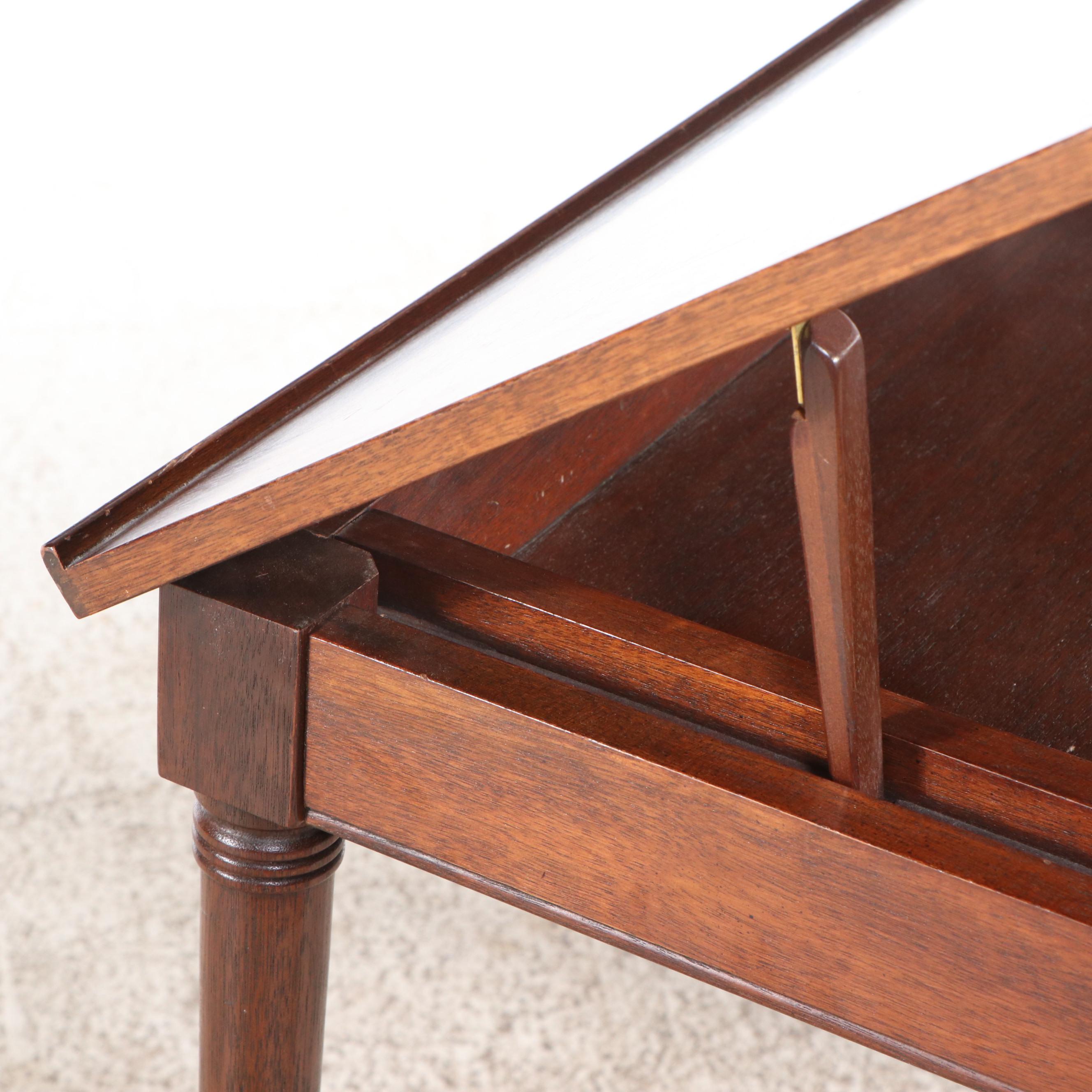 Mahogany Architect's Work Table with Bamboo Form Legs, Late 20th Century