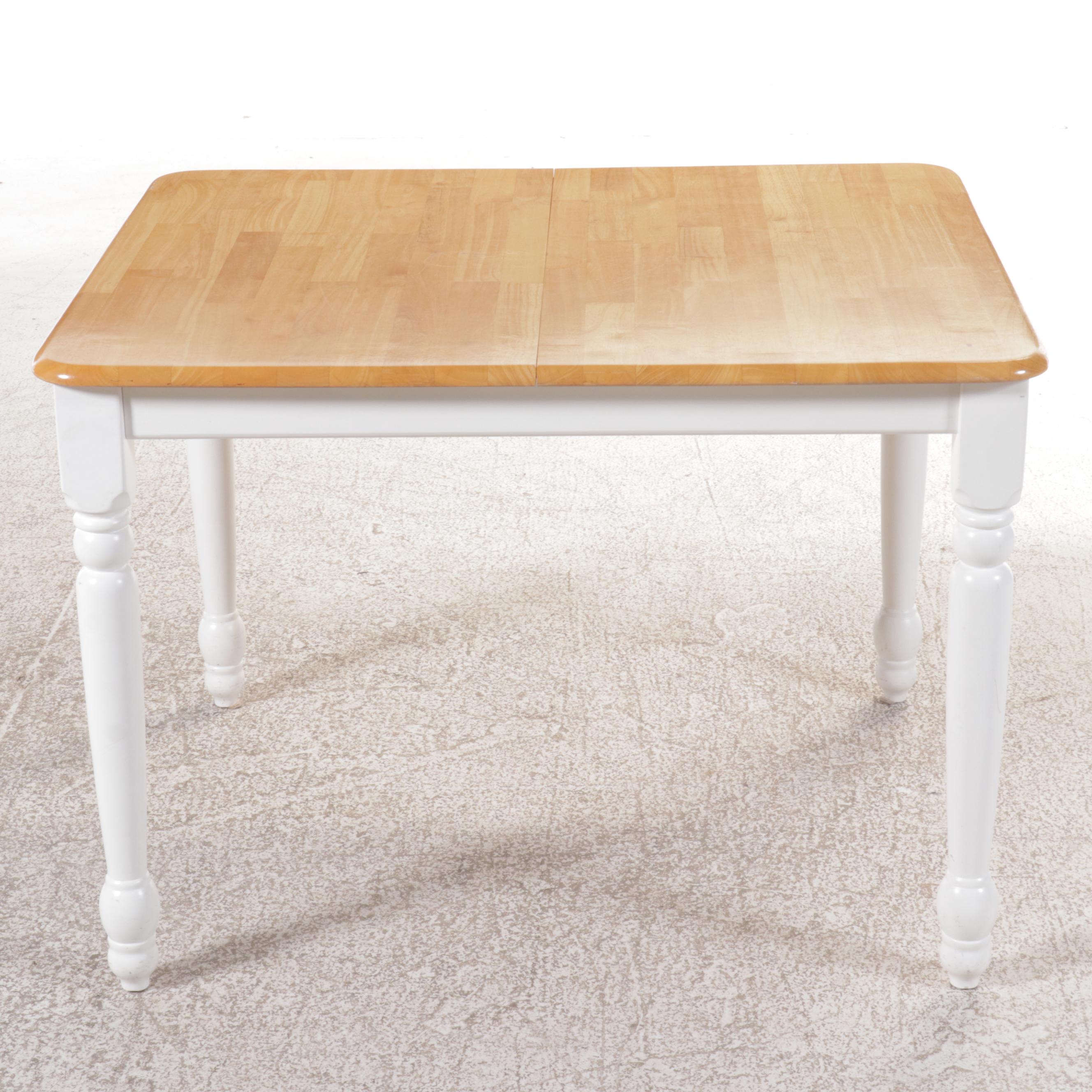 White Painted Dining Table with Six Bow-Back Side Chairs, 21st Century