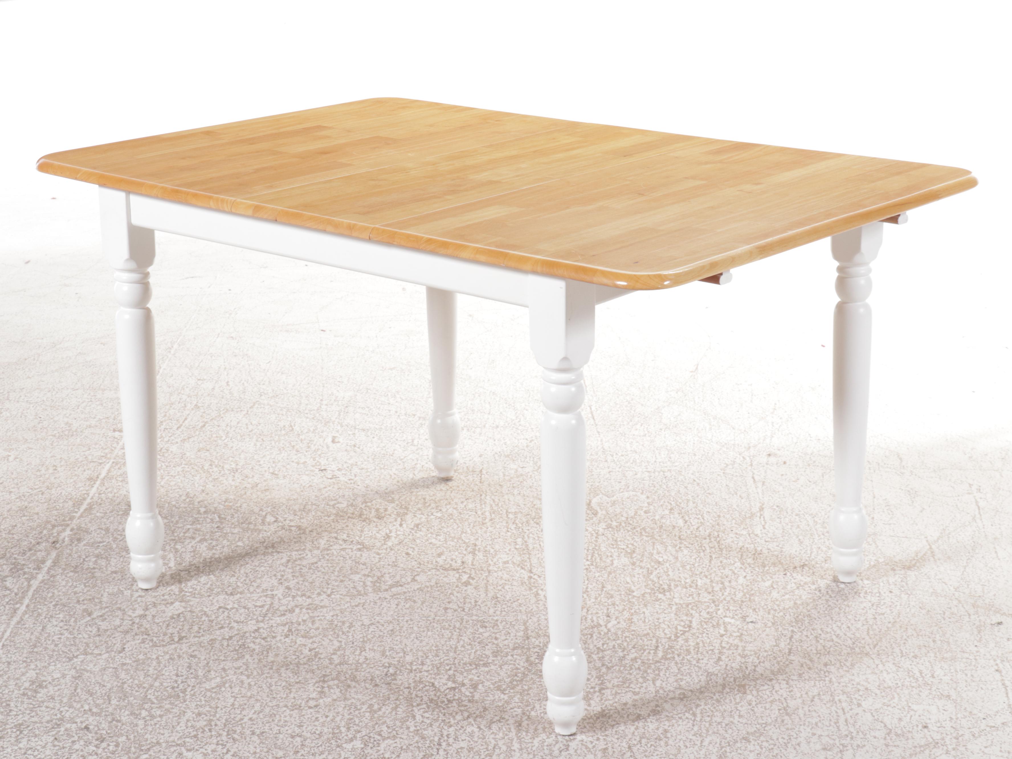 White Painted Dining Table with Six Bow-Back Side Chairs, 21st Century