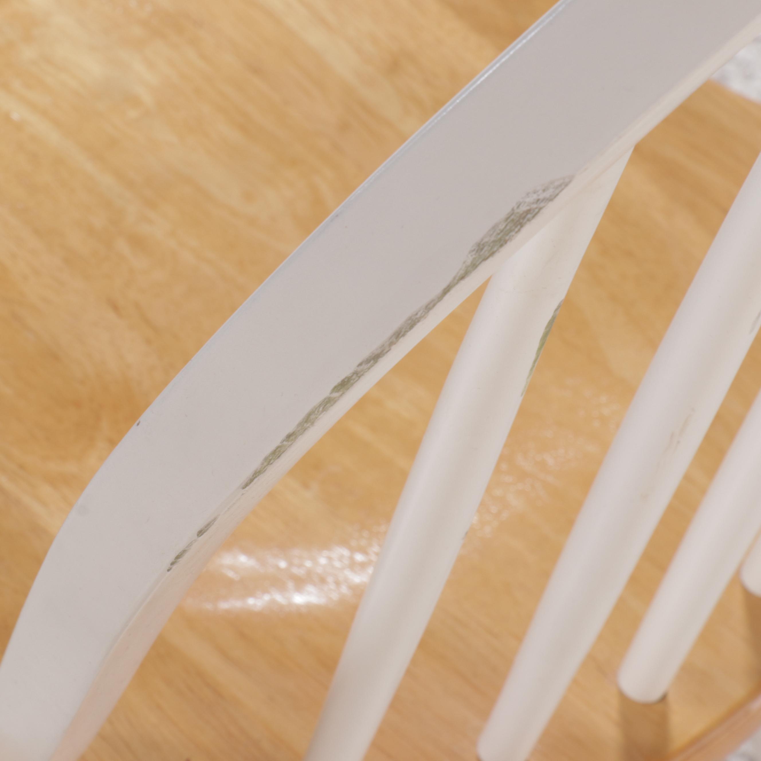 White Painted Dining Table with Six Bow-Back Side Chairs, 21st Century