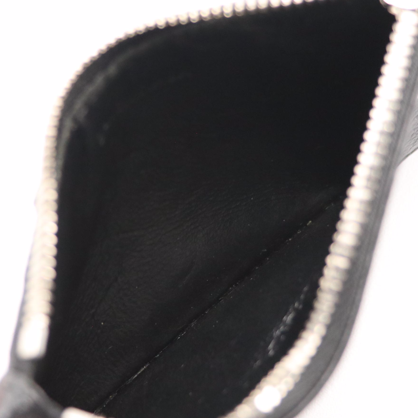 Balenciaga Logo Card/Coin Case in Black Grained Leather