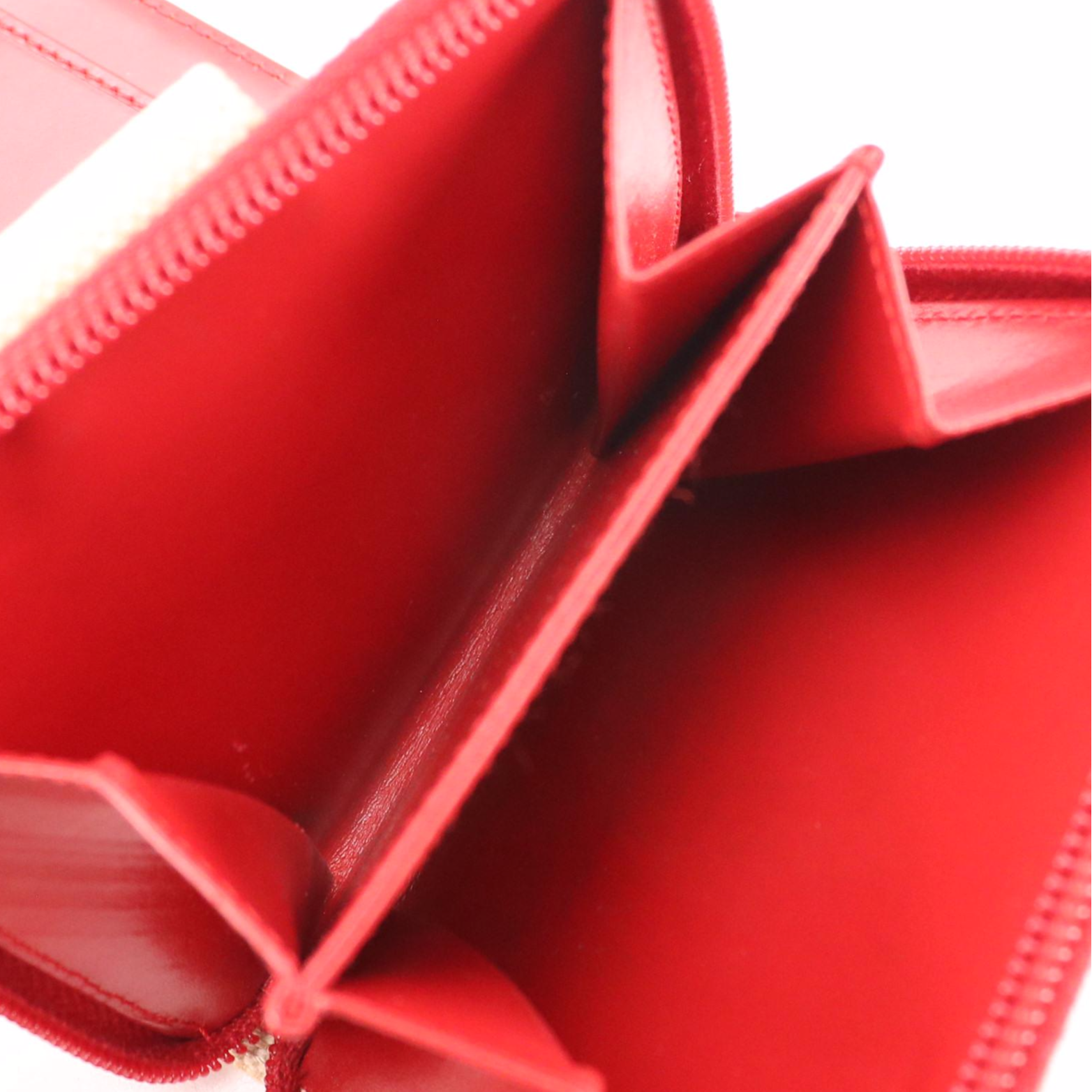 Prada Bifold Compact Wallet in Beige Canvas and Red Leather