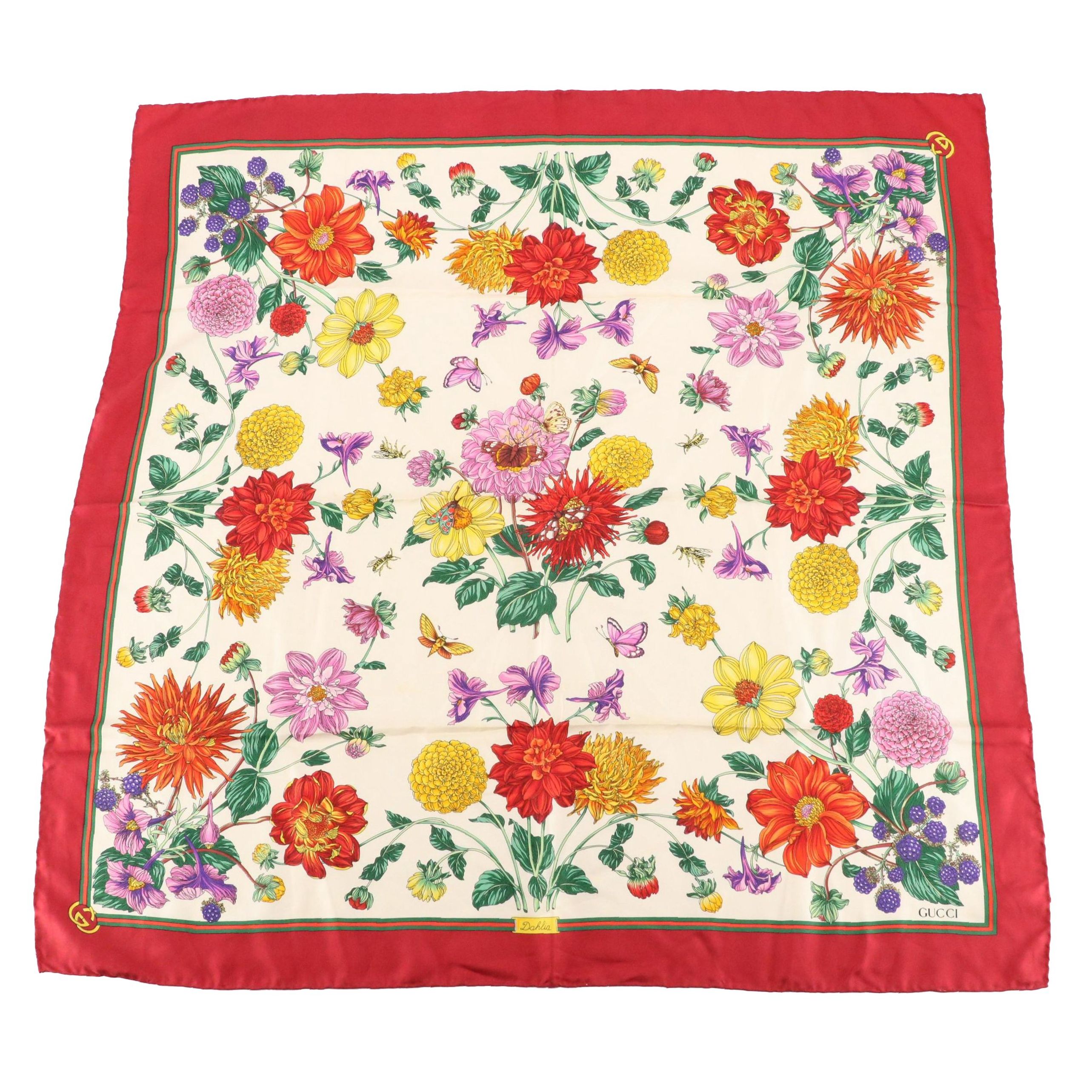 Gucci "Dahlia" Scarf 90 in Silk Twill