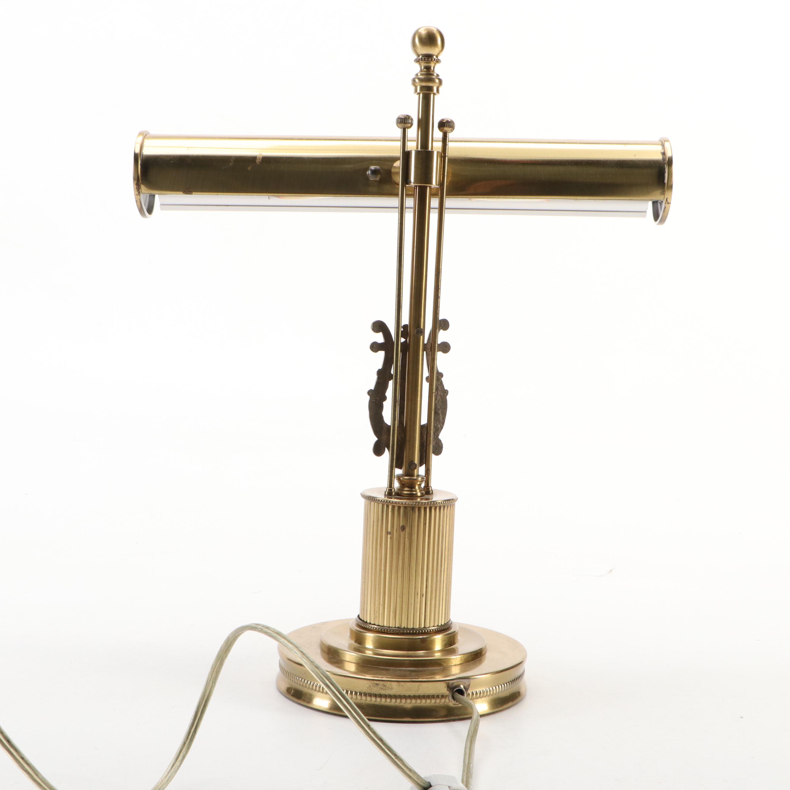 Victorian Style Brass Piano or Reading Lamp, Vintage