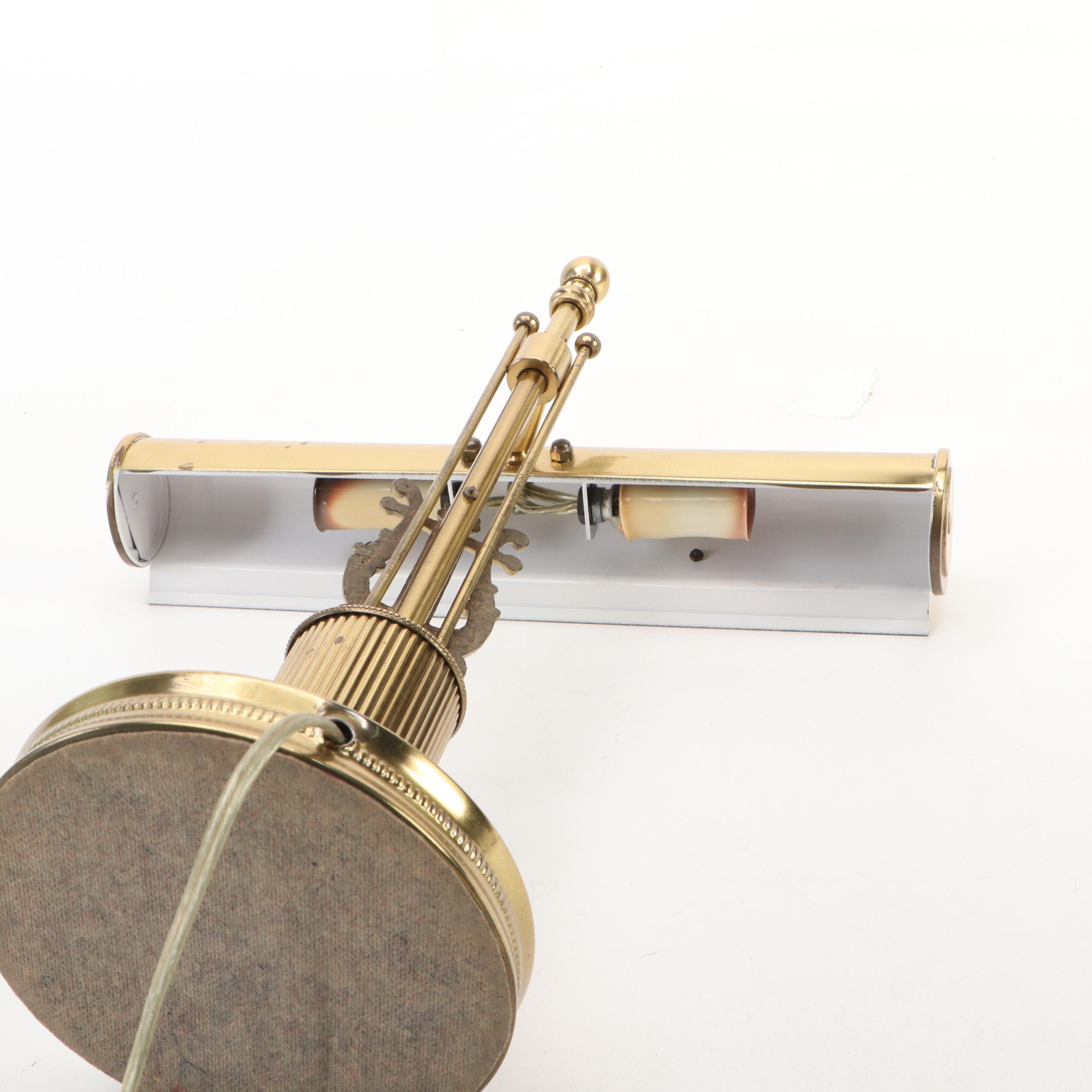 Victorian Style Brass Piano or Reading Lamp, Vintage