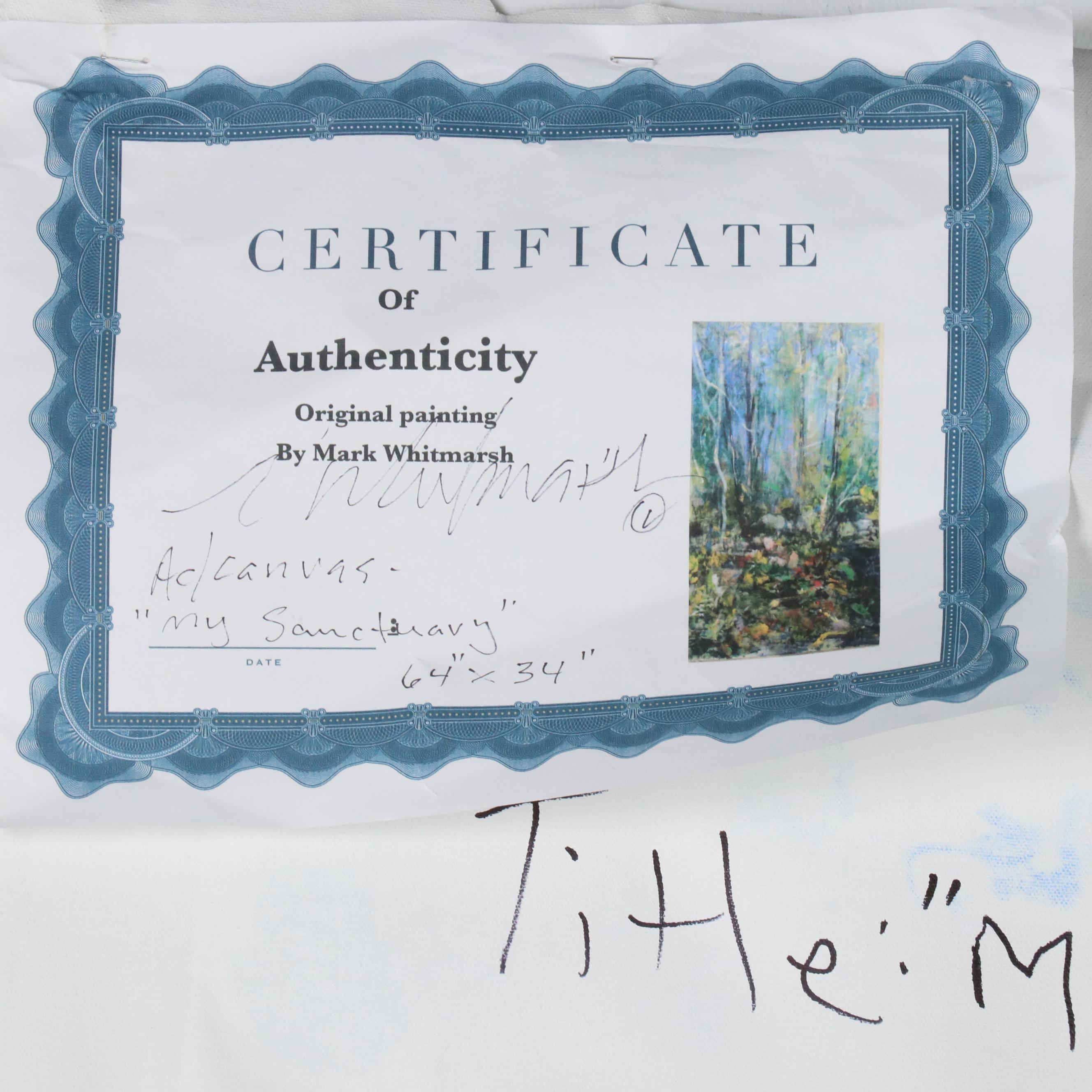 Mark Whitmarsh Large-Scale Forest Landscape Acrylic Painting "My Sanctuary"