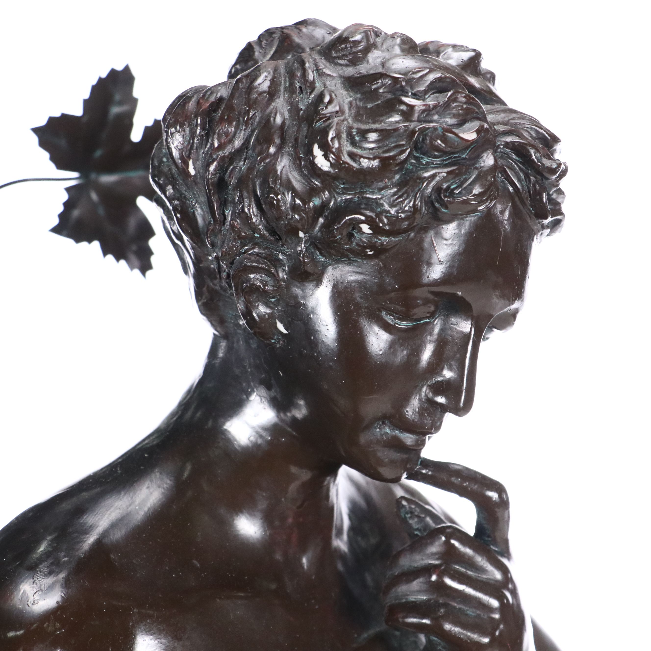 Neoclassical Style Woman Reading Figural Bronzed Resin Floor Lamp, Vintage