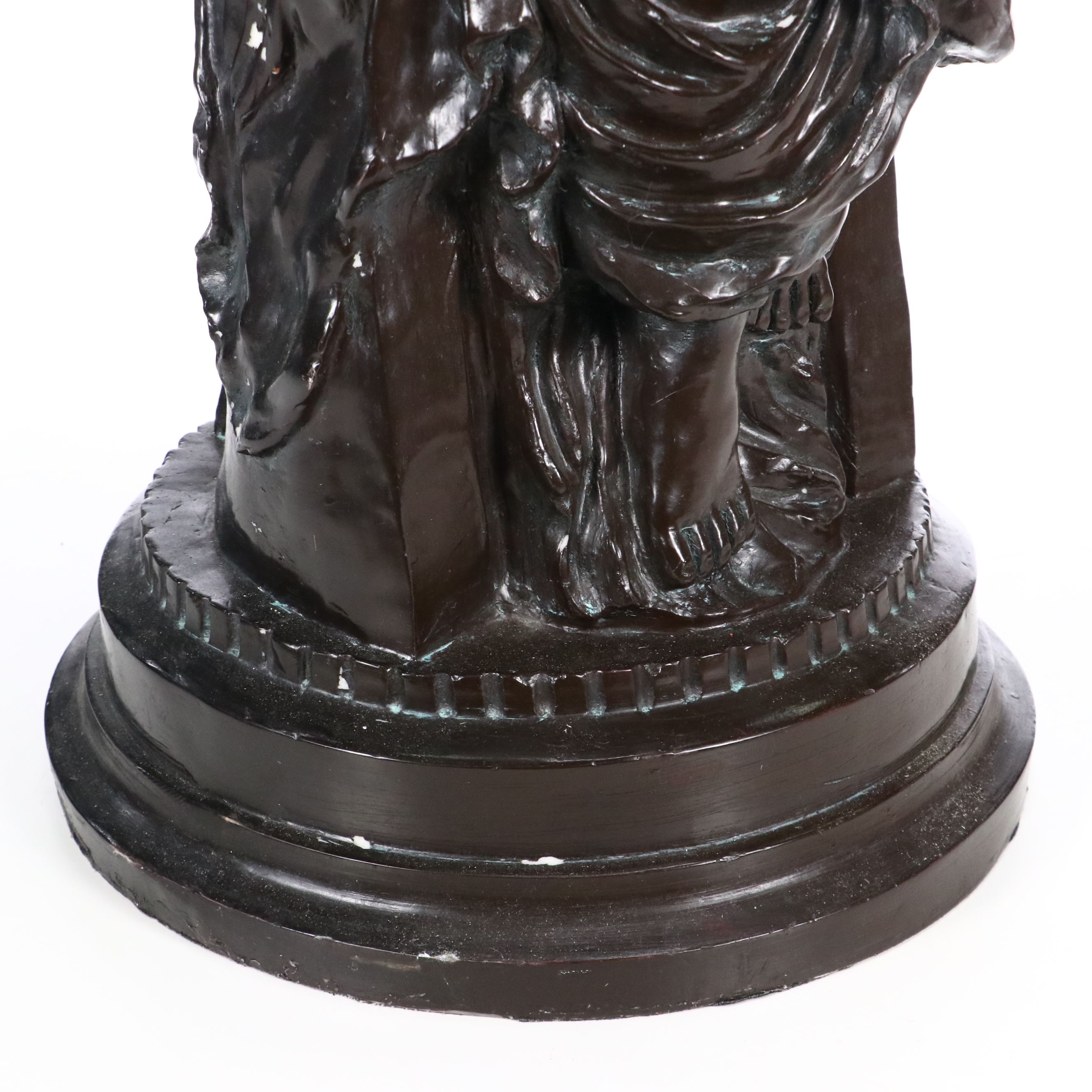 Neoclassical Style Woman Reading Figural Bronzed Resin Floor Lamp, Vintage