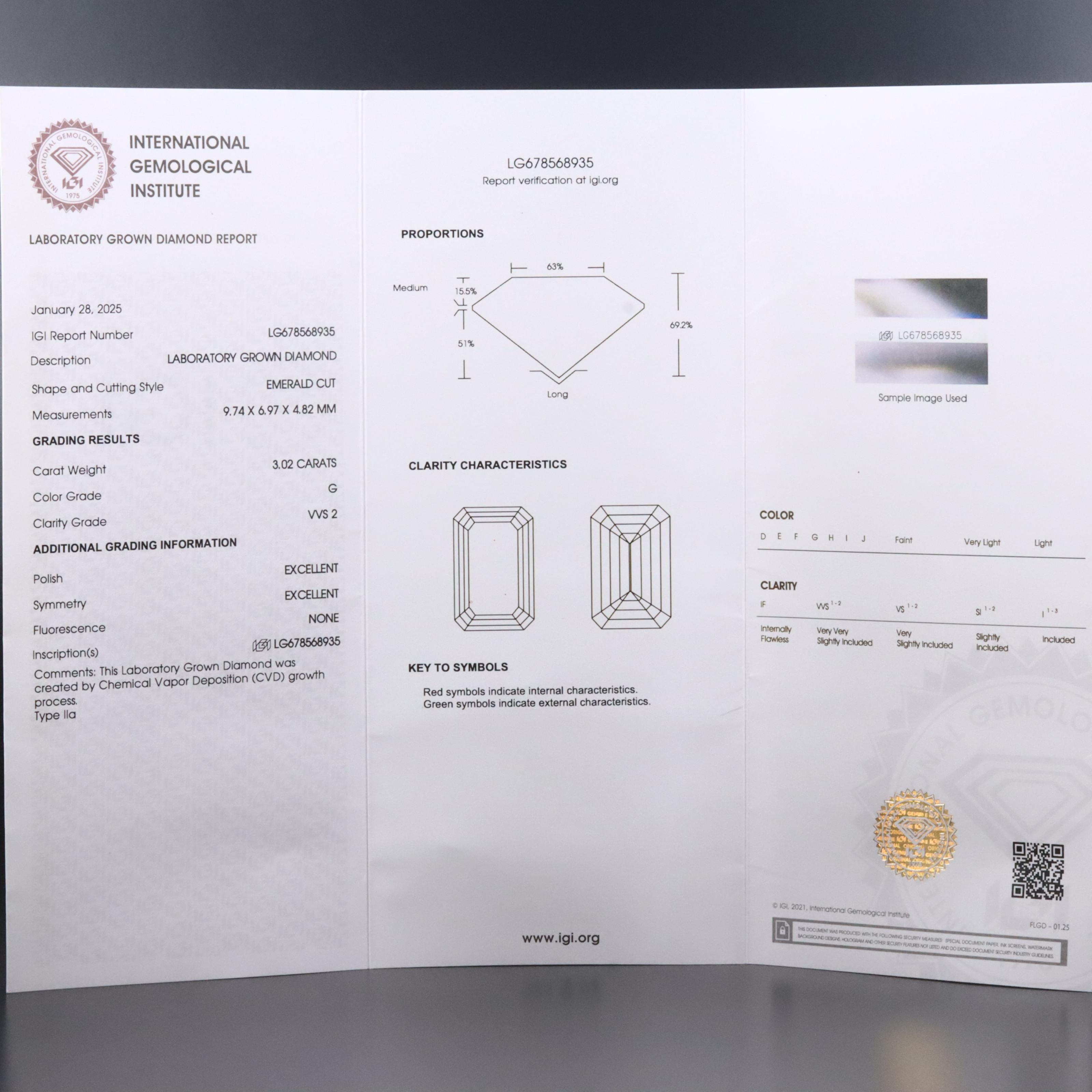 14K 3.42 CTW Lab Grown Diamond Ring with IGI Report