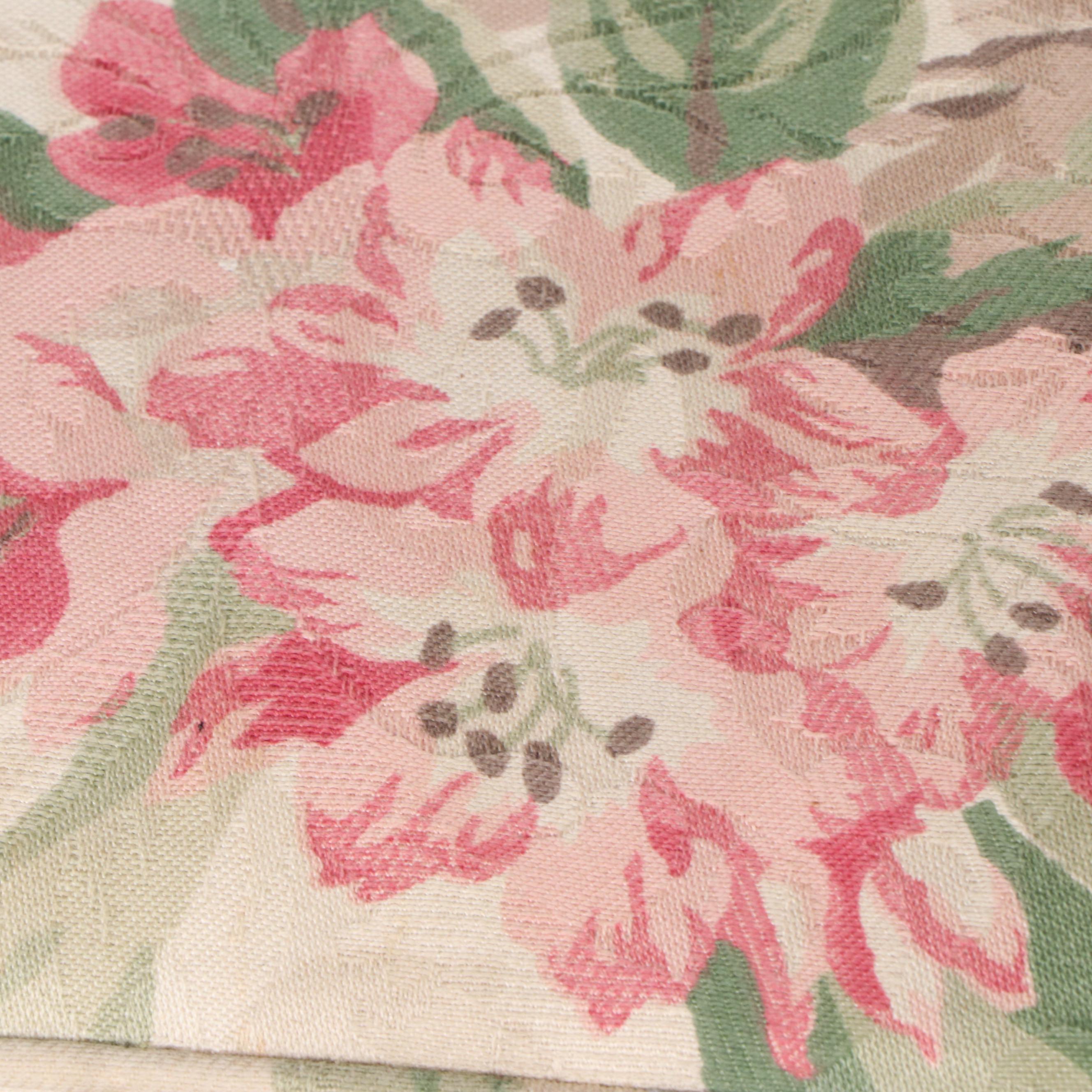 Art Nouveau Fabric Upholstered Cast Iron Bench, Early 20th Century