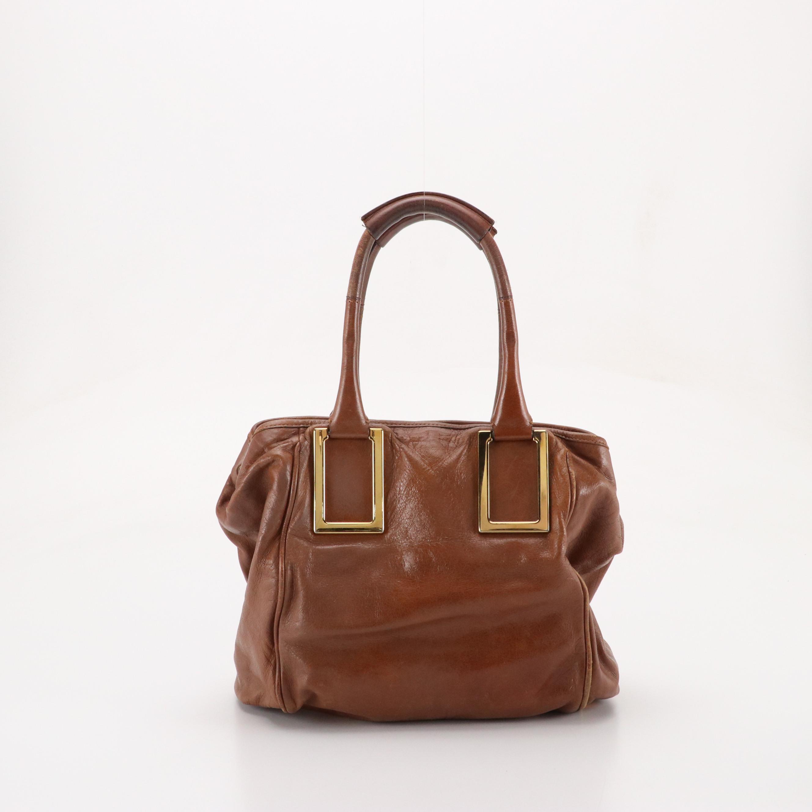 Chloé Ethel Shoulder Satchel in Mocha Brown Calfskin Leather