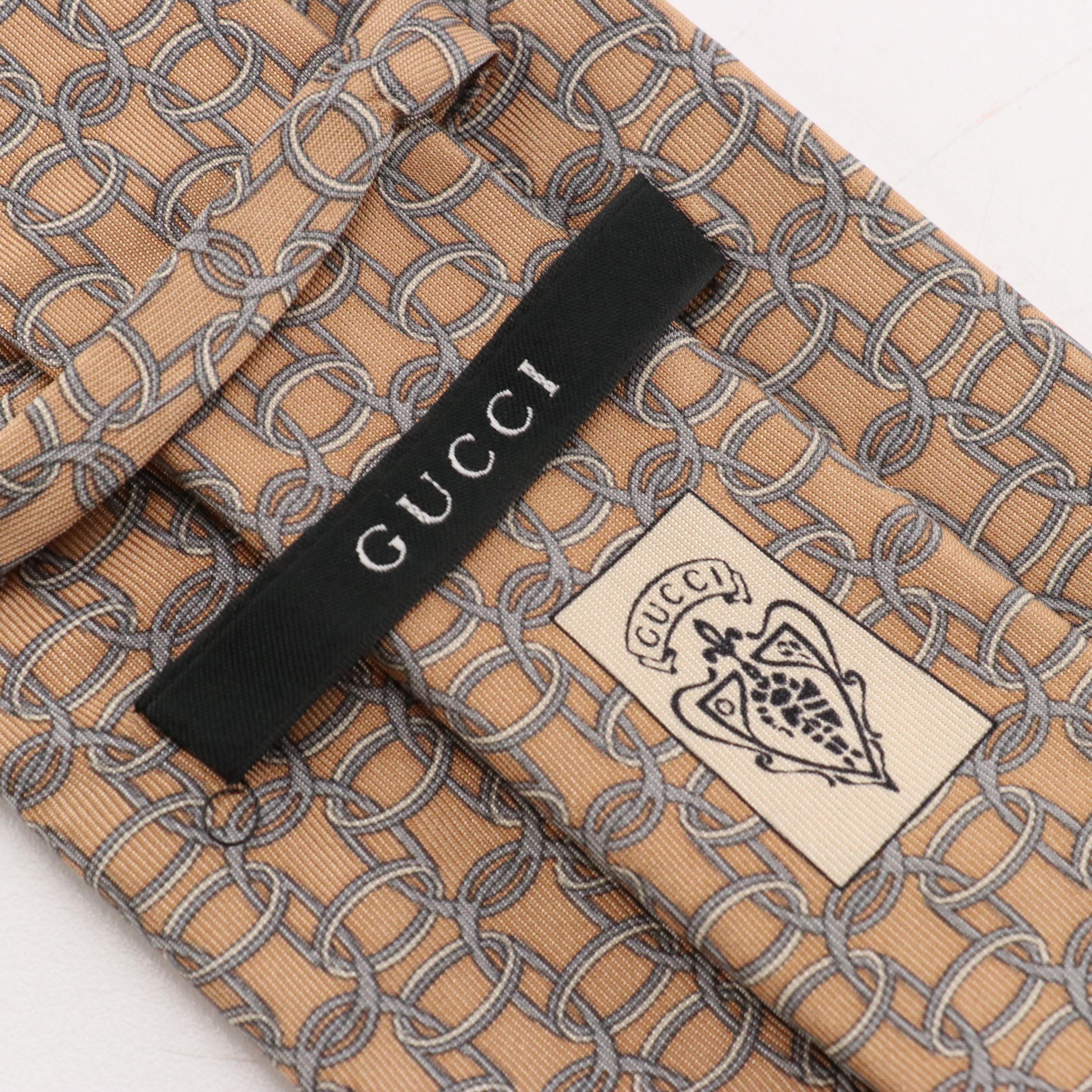 Gucci Oval Link Pattern Necktie in Silk Twill