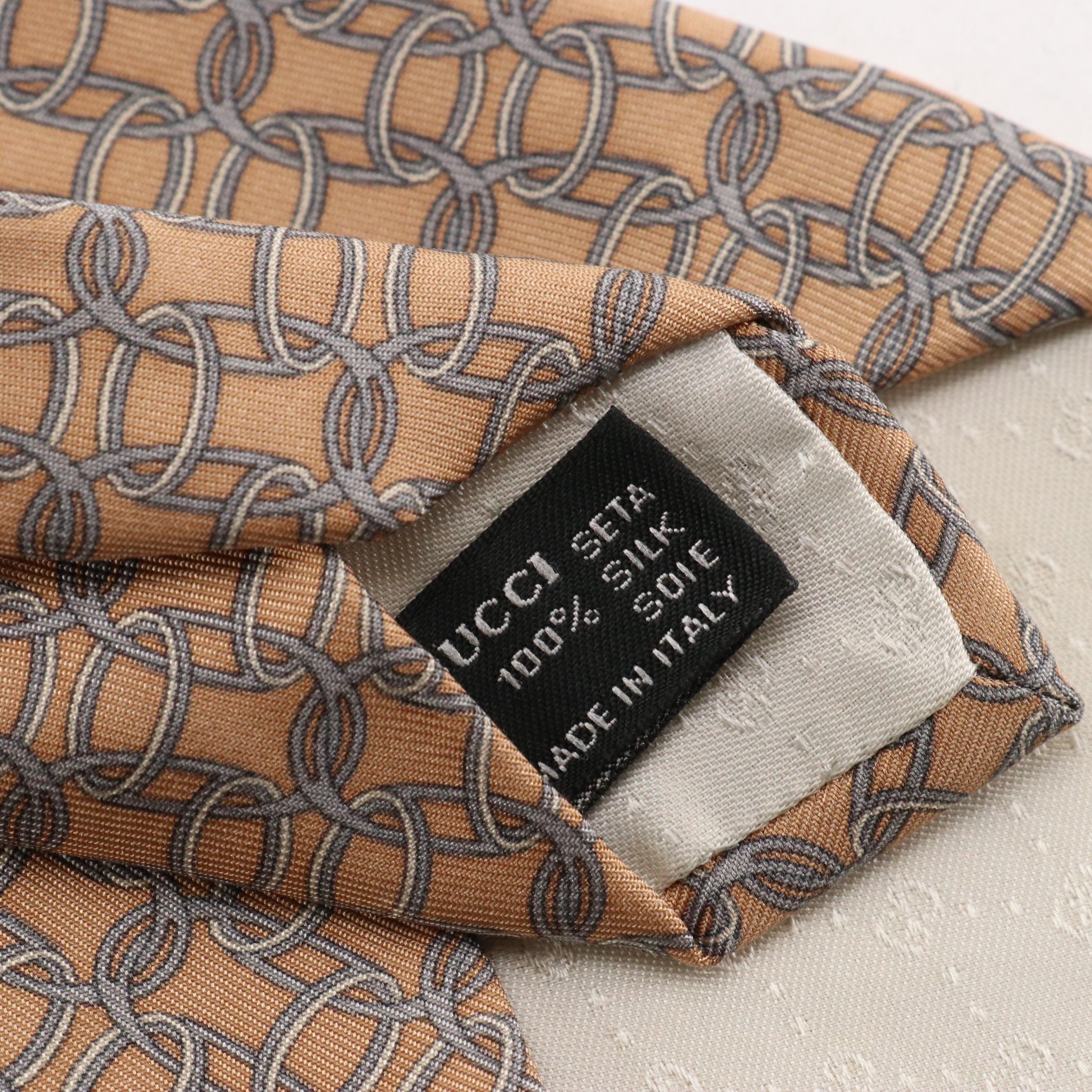 Gucci Oval Link Pattern Necktie in Silk Twill