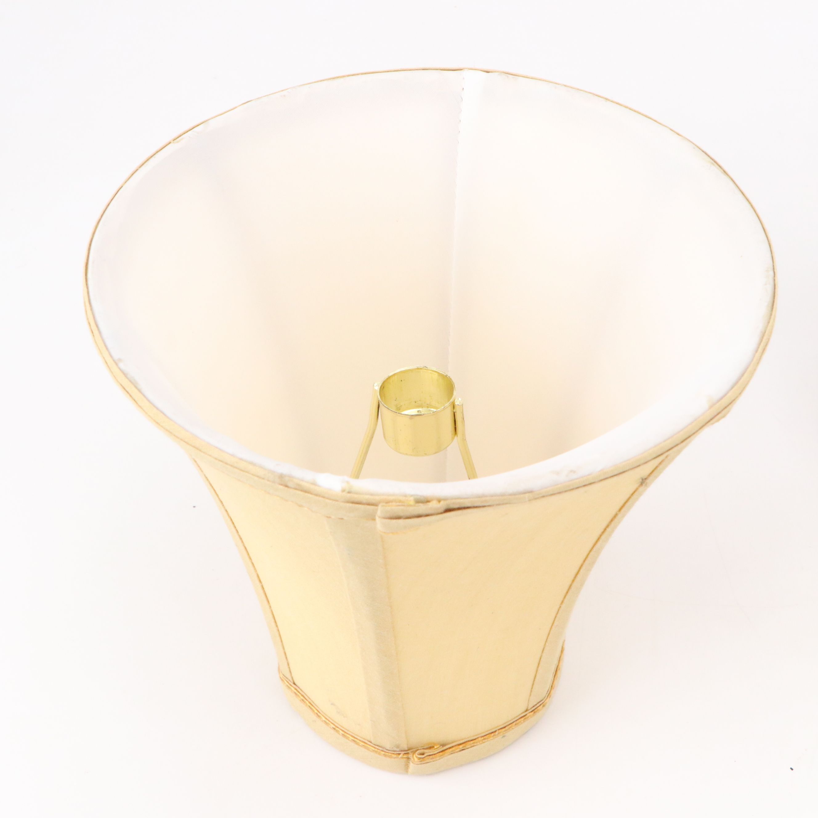 Pair of Silver Gilt Double-Arm Candelabra Lamps with Silk Shades